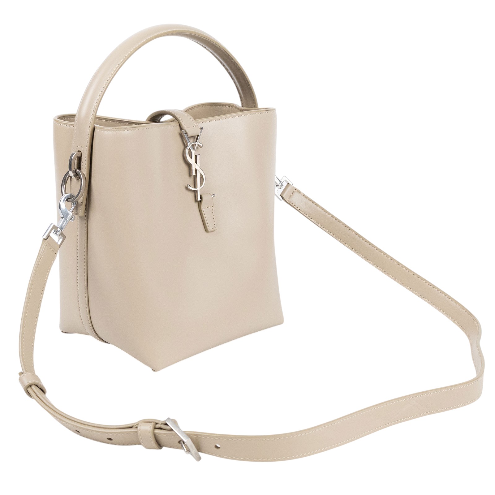 聖羅蘭 YSL SAINT LAURENT le 37 亮面皮革 小型手袋 7490362R20W 米灰LE 37 SMALL 背帶