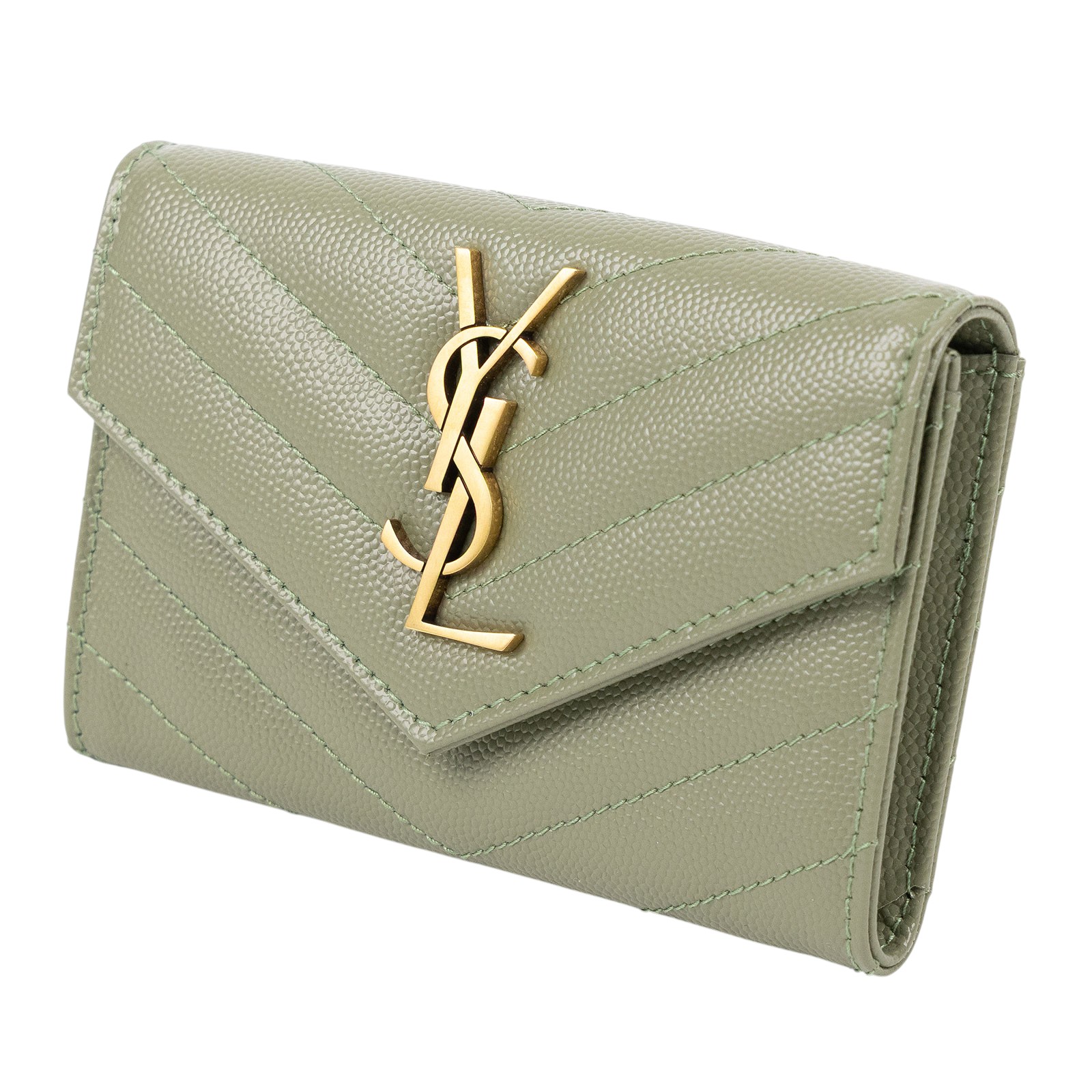 聖羅蘭 YSL SAINT LAURENT cassandre matelassé 粒面壓紋皮革 小型 信封錢包 短夾 414404BOW01  原廠盒子/防塵袋