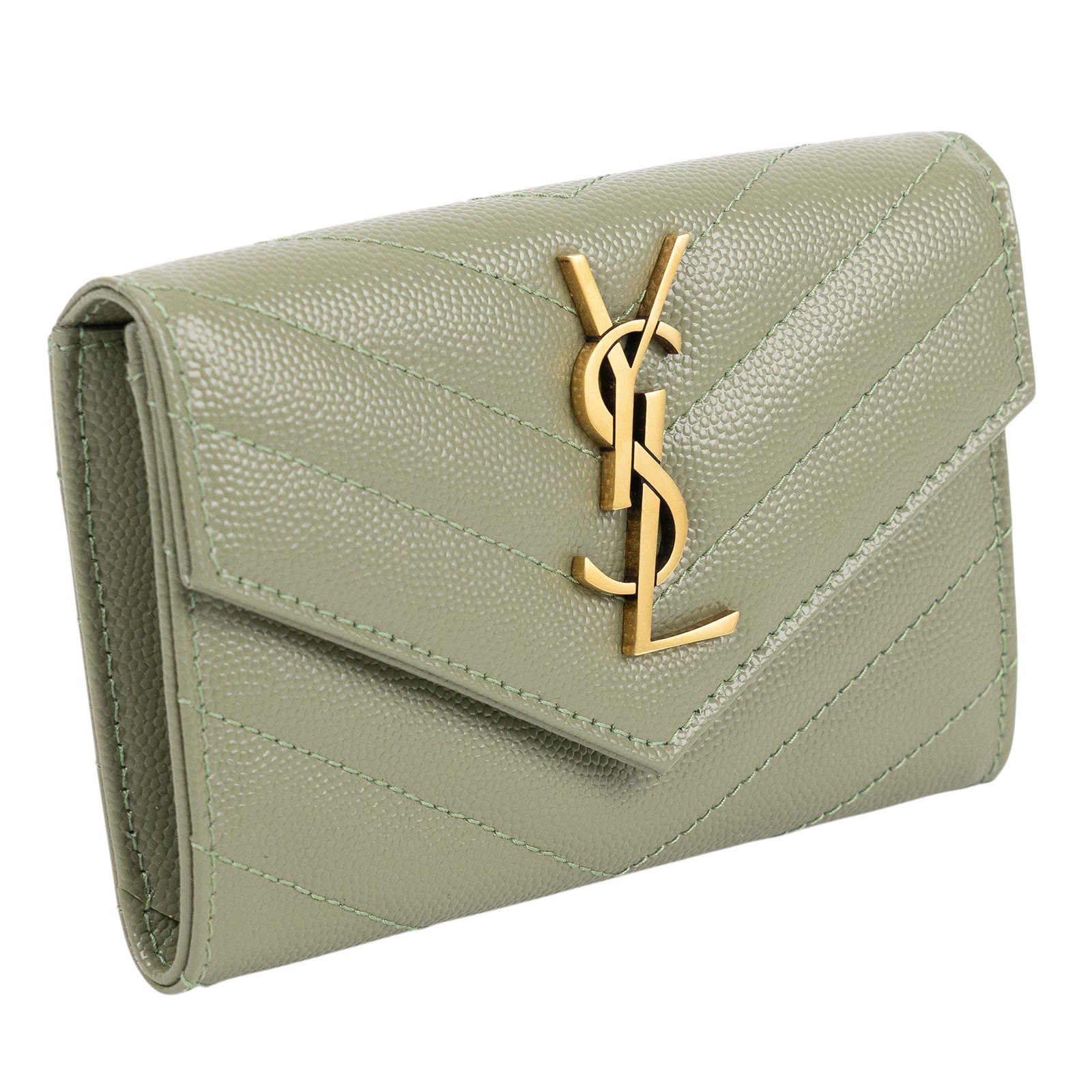 聖羅蘭 YSL SAINT LAURENT cassandre matelassé 粒面壓紋皮革 小型 信封錢包 短夾 414404BOW01  原廠盒子/防塵袋