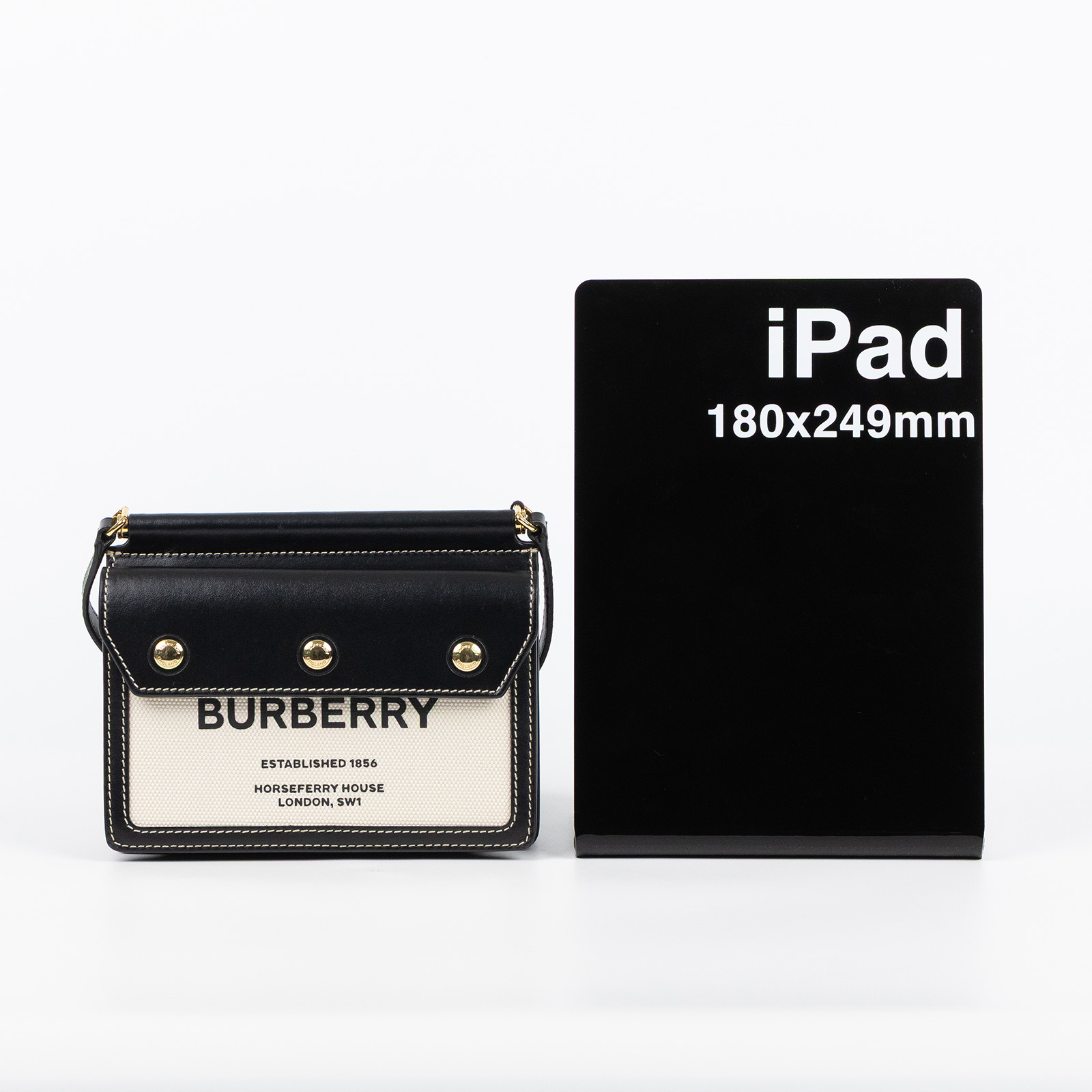 博柏利 BURBERRY Mini Horseferry 80319011 黑拚帆布HORSEFERRY斜背包 無附屬品