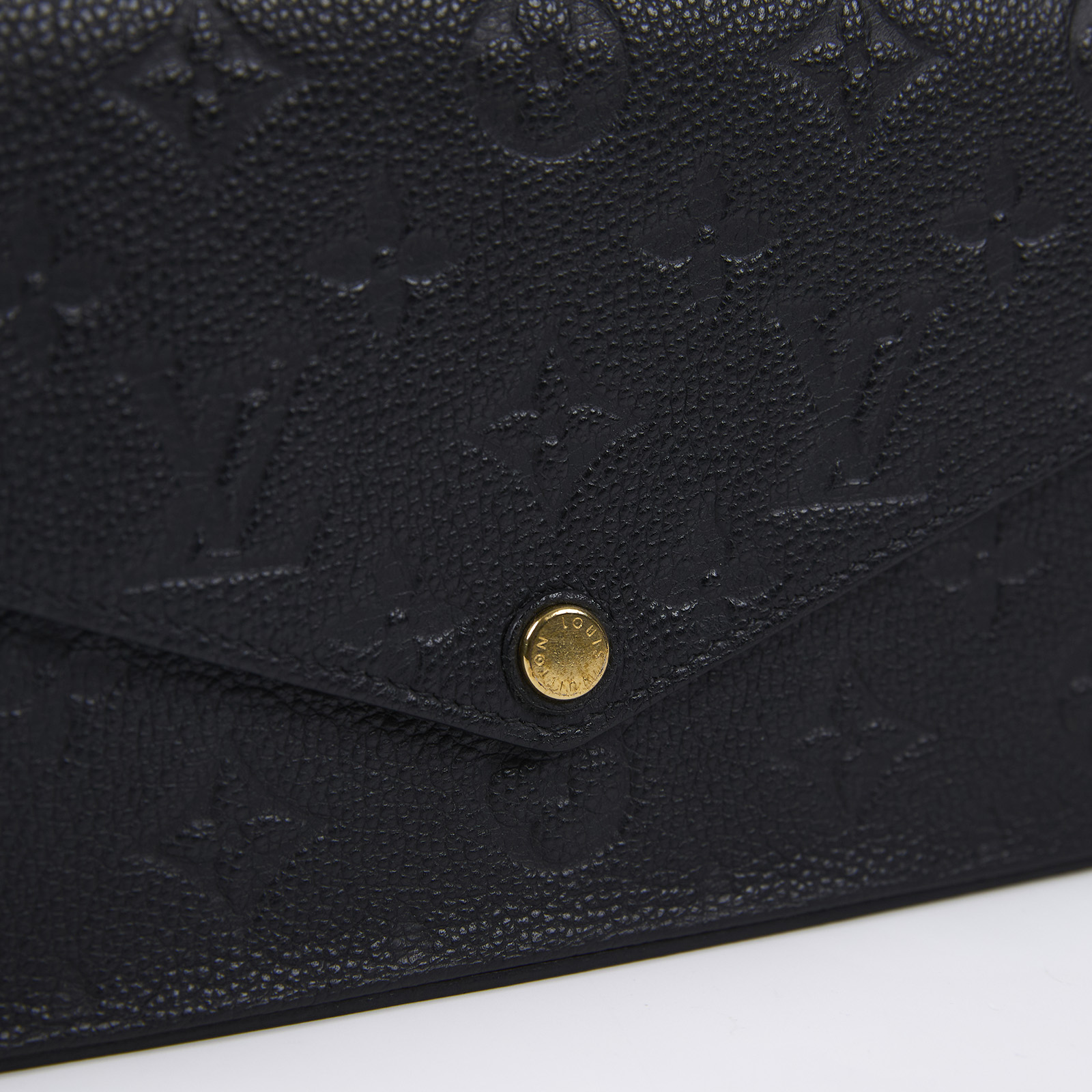 路易威登 LOUIS VUITTON Félicie Pochette 經典壓花皮格 WOC 翻蓋 斜背 鍊帶 肩背包 黑色 M64064 晶片款  原廠盒子/防塵袋/內袋2/背帶/購買證明正本