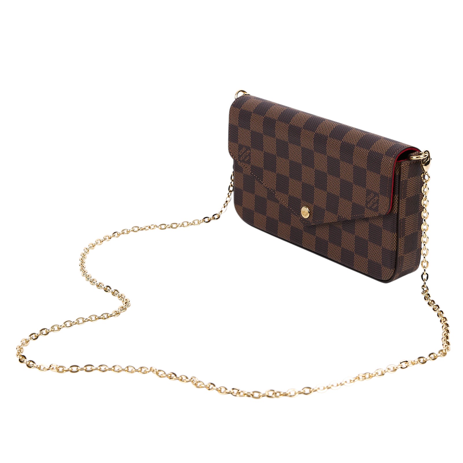 路易威登 LOUIS VUITTON Félicie Pochette 棋盤格 翻蓋 斜背 鍊帶 肩背包 N40492 晶片款  原廠盒子/防塵袋