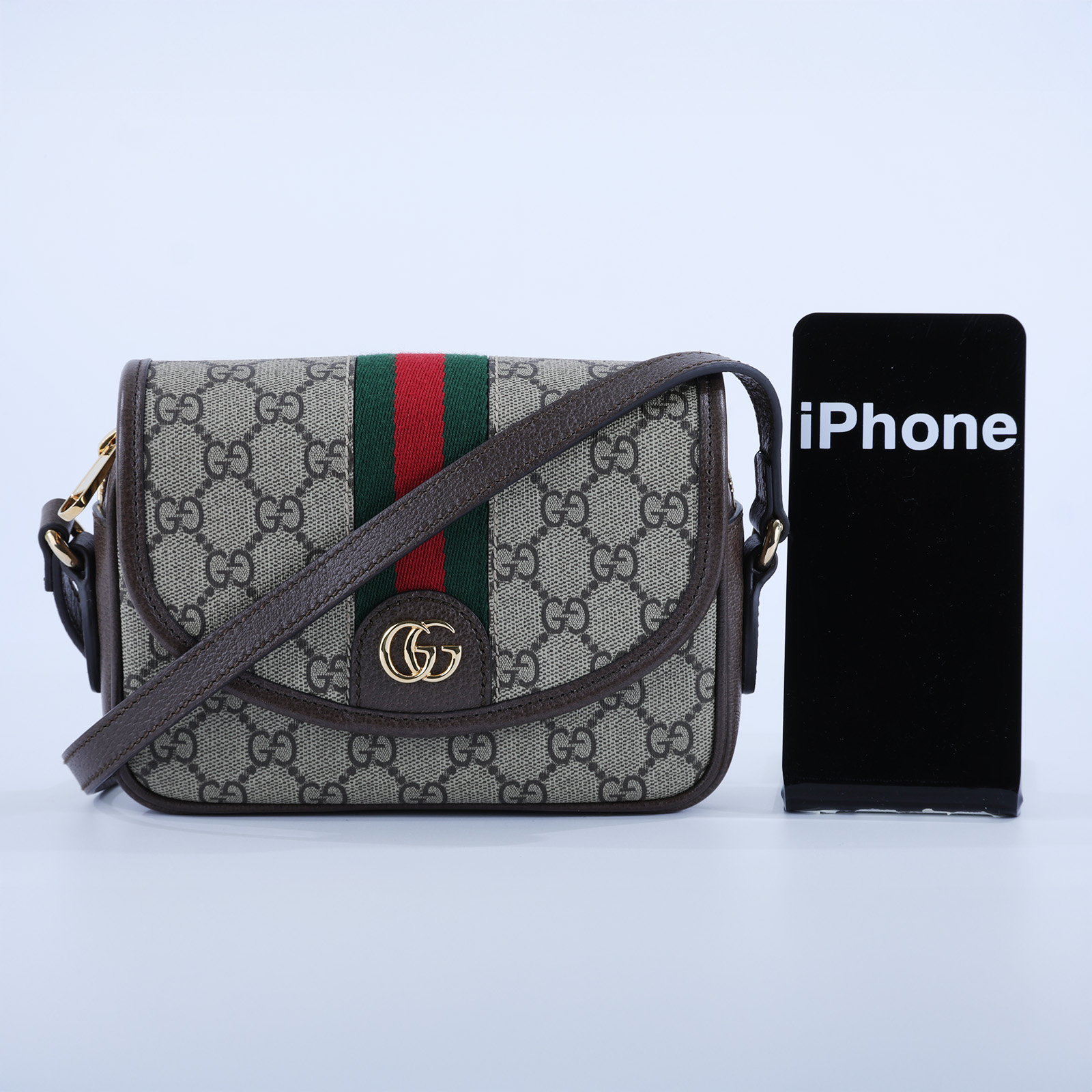 古馳 GUCCI ophidia 拉鍊 迷你 翻蓋包 米色 烏木色 772239 FACUJ  原廠盒子/防塵袋