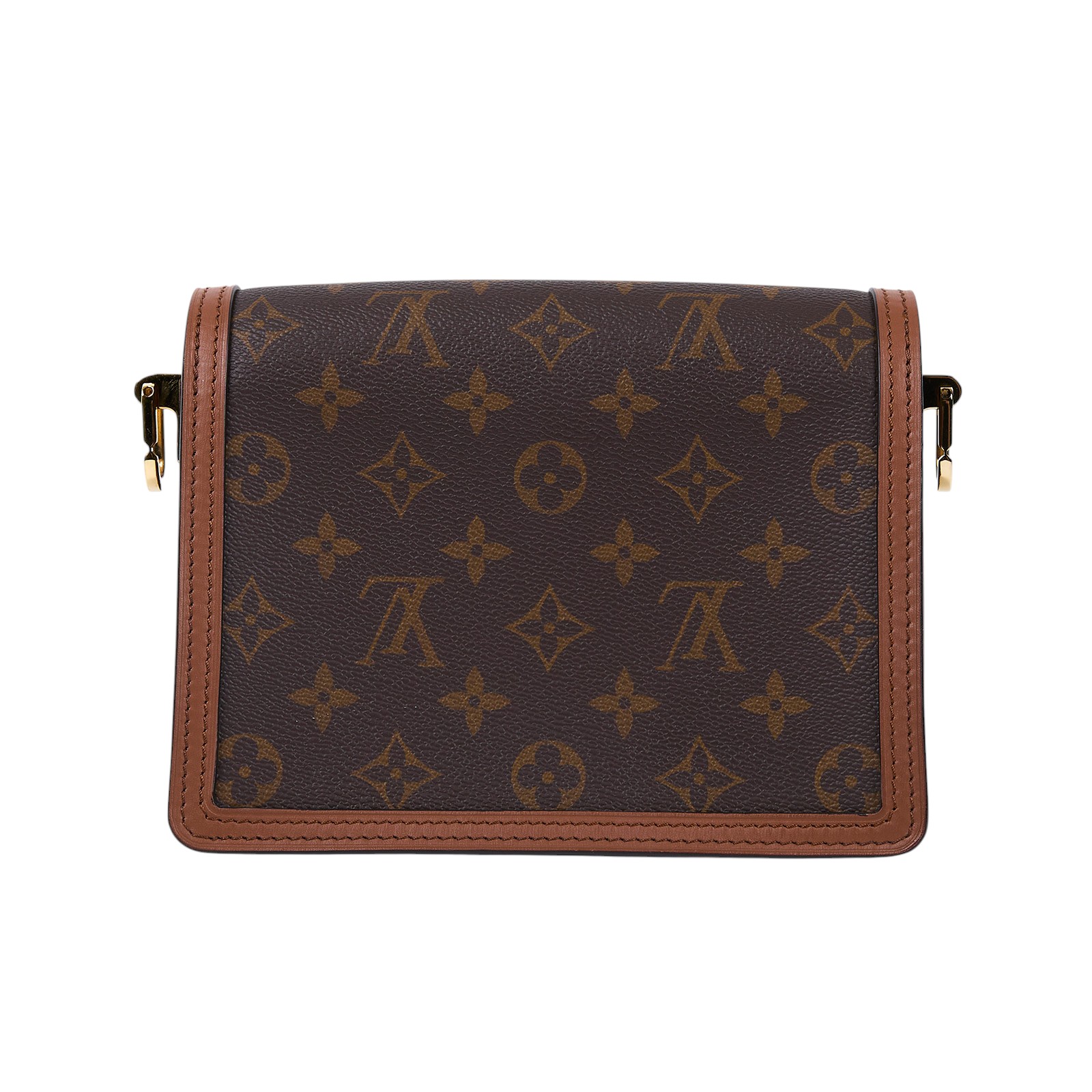 路易威登 LOUIS VUITTON Mini Dauphine 達芙妮 Reverse皮革飾邊 帆布肩背 斜背包 M45959 晶片款  防塵袋/原廠盒子/購買證明正本