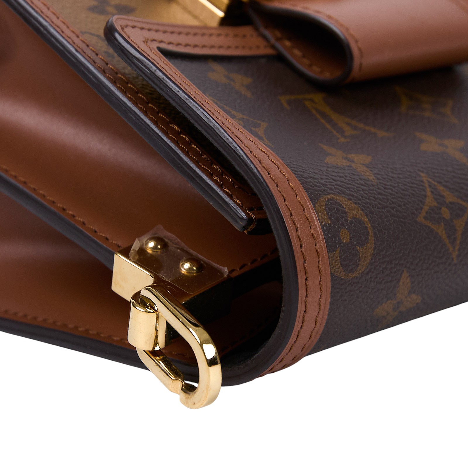 路易威登 LOUIS VUITTON Mini Dauphine 達芙妮 Reverse皮革飾邊 帆布肩背 斜背包 M45959 晶片款  防塵袋/原廠盒子/購買證明正本