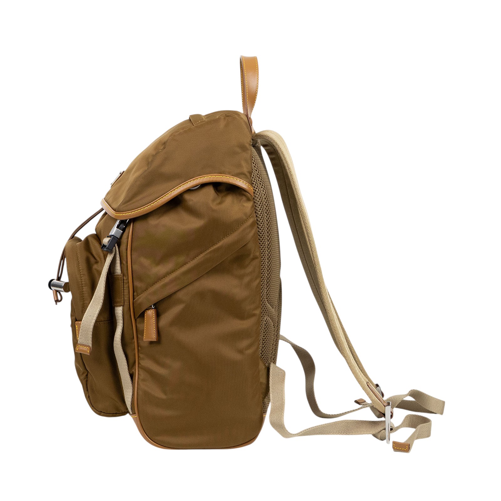 普拉達 PRADA Re-Nylon Saffiano皮革 背囊 2VZ135_2CX2 茶色RE-NYLON後背包 防塵袋