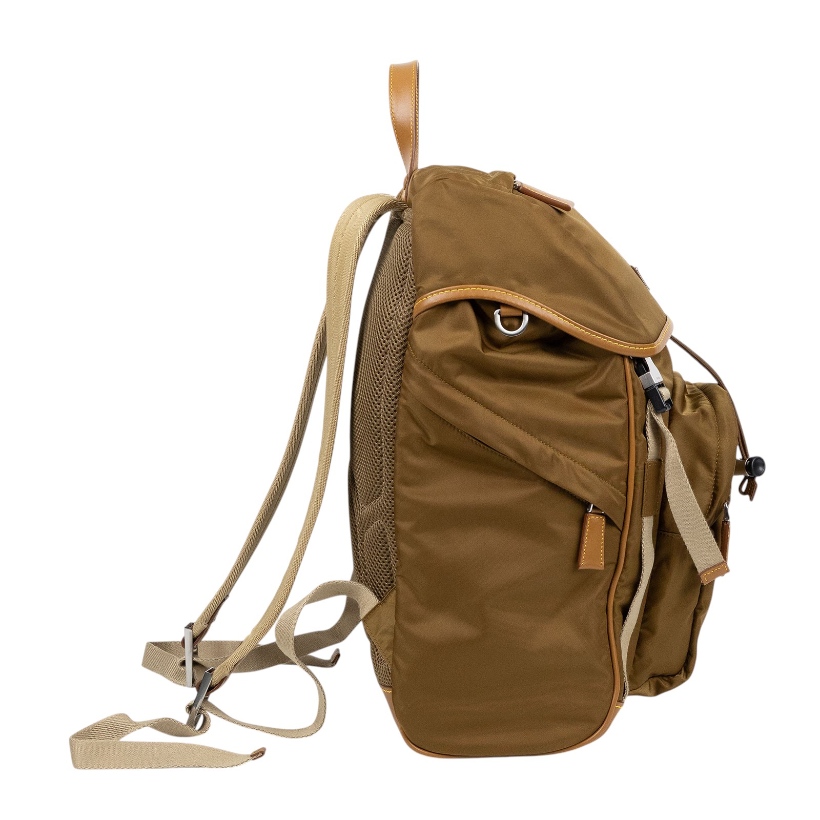 普拉達 PRADA Re-Nylon Saffiano皮革 背囊 2VZ135_2CX2 茶色RE-NYLON後背包 防塵袋