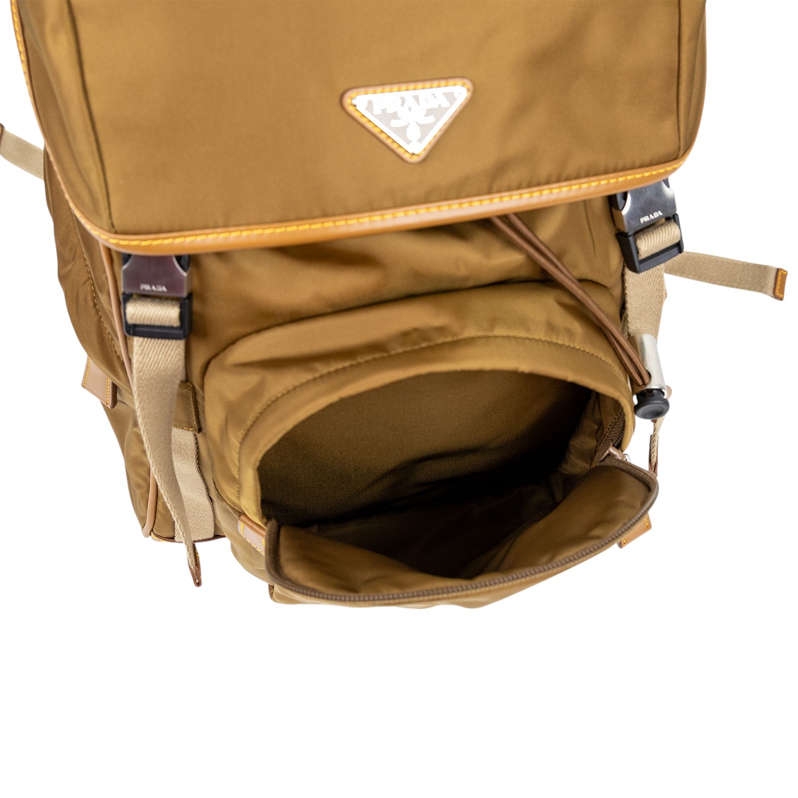 普拉達 PRADA Re-Nylon Saffiano皮革 背囊 2VZ135_2CX2 茶色RE-NYLON後背包 防塵袋