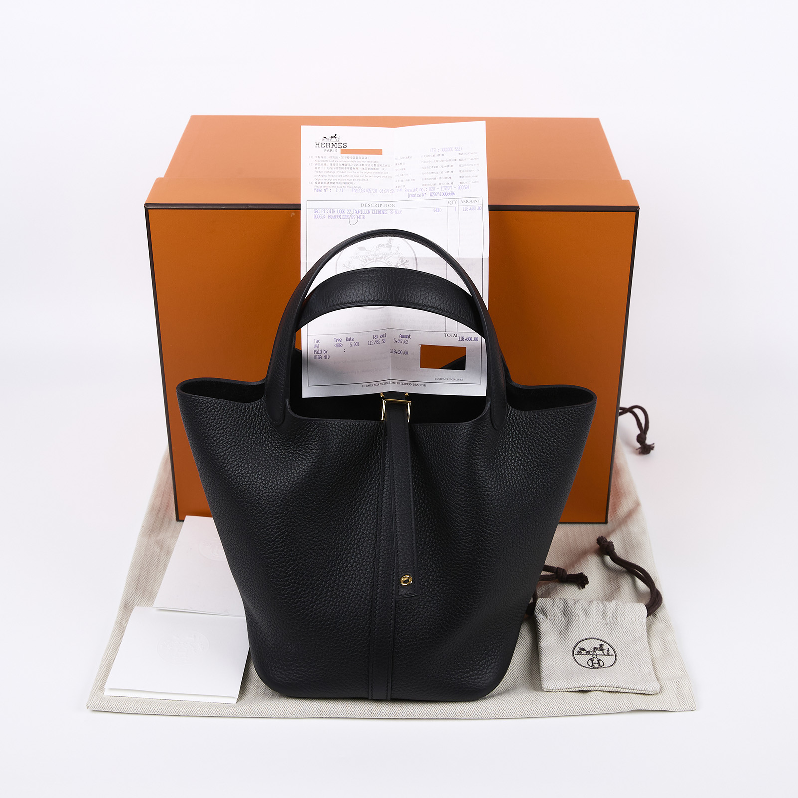 愛馬仕 Hermes Picotin Lock 22 菜籃子包 金色五金 黑色 H060991CC89  W刻 原廠盒子/防塵袋/購買證明正本/鎖組