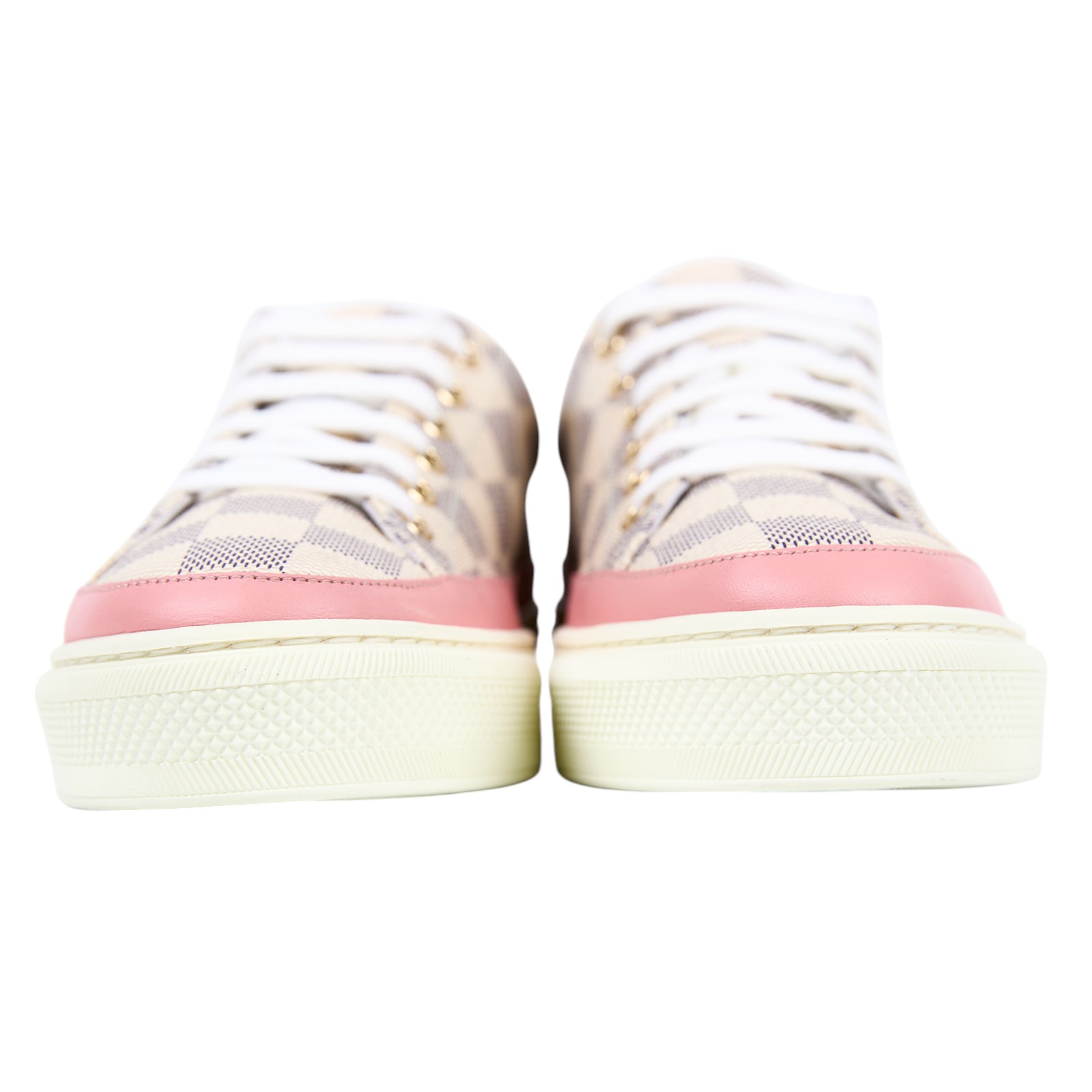 路易威登 LOUIS VUITTON Damier Azur Stellar 運動鞋  粉Stellar Line棋盤格運動鞋#38.5 原廠盒子/鞋帶