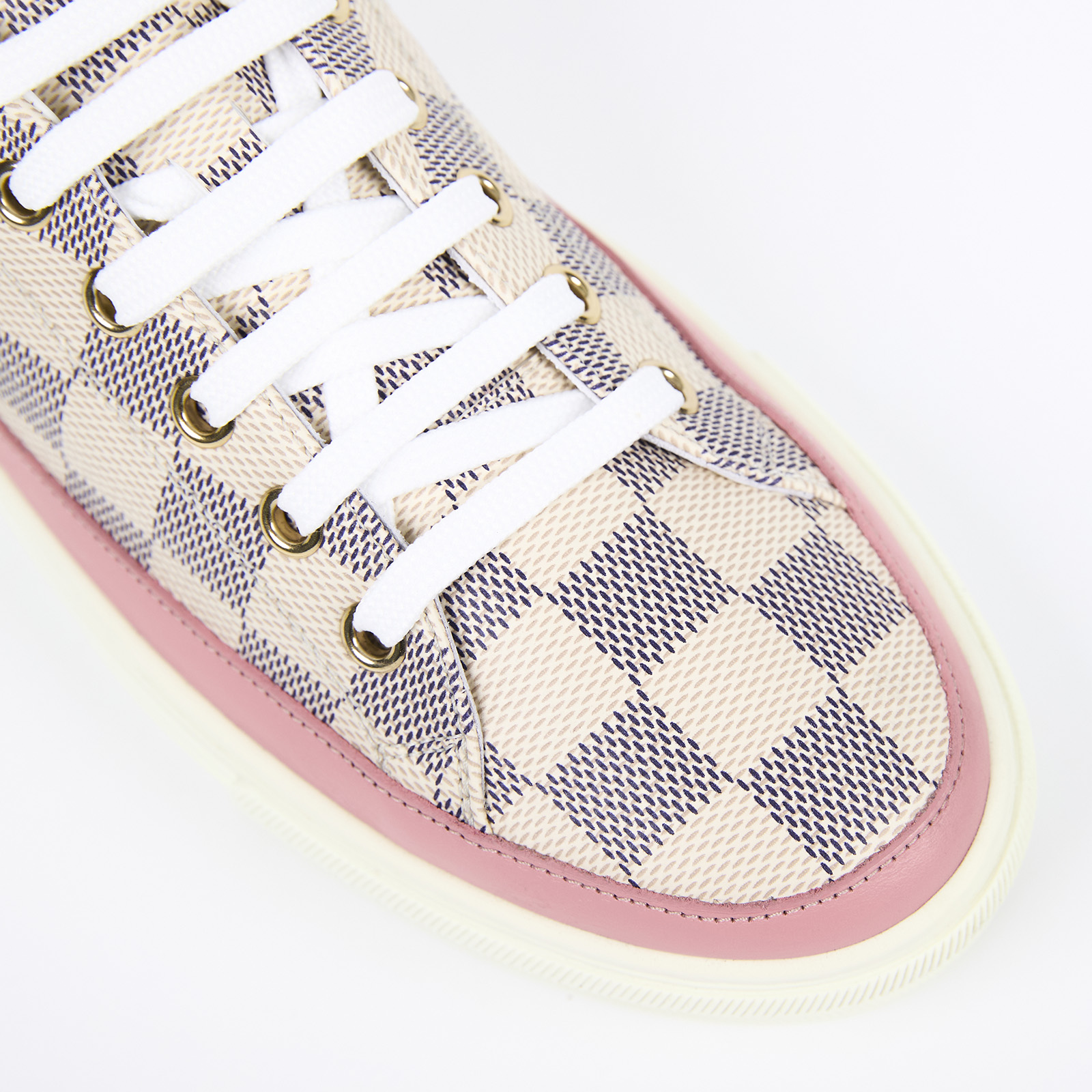 路易威登 LOUIS VUITTON Damier Azur Stellar 運動鞋  粉Stellar Line棋盤格運動鞋#38.5 原廠盒子/鞋帶