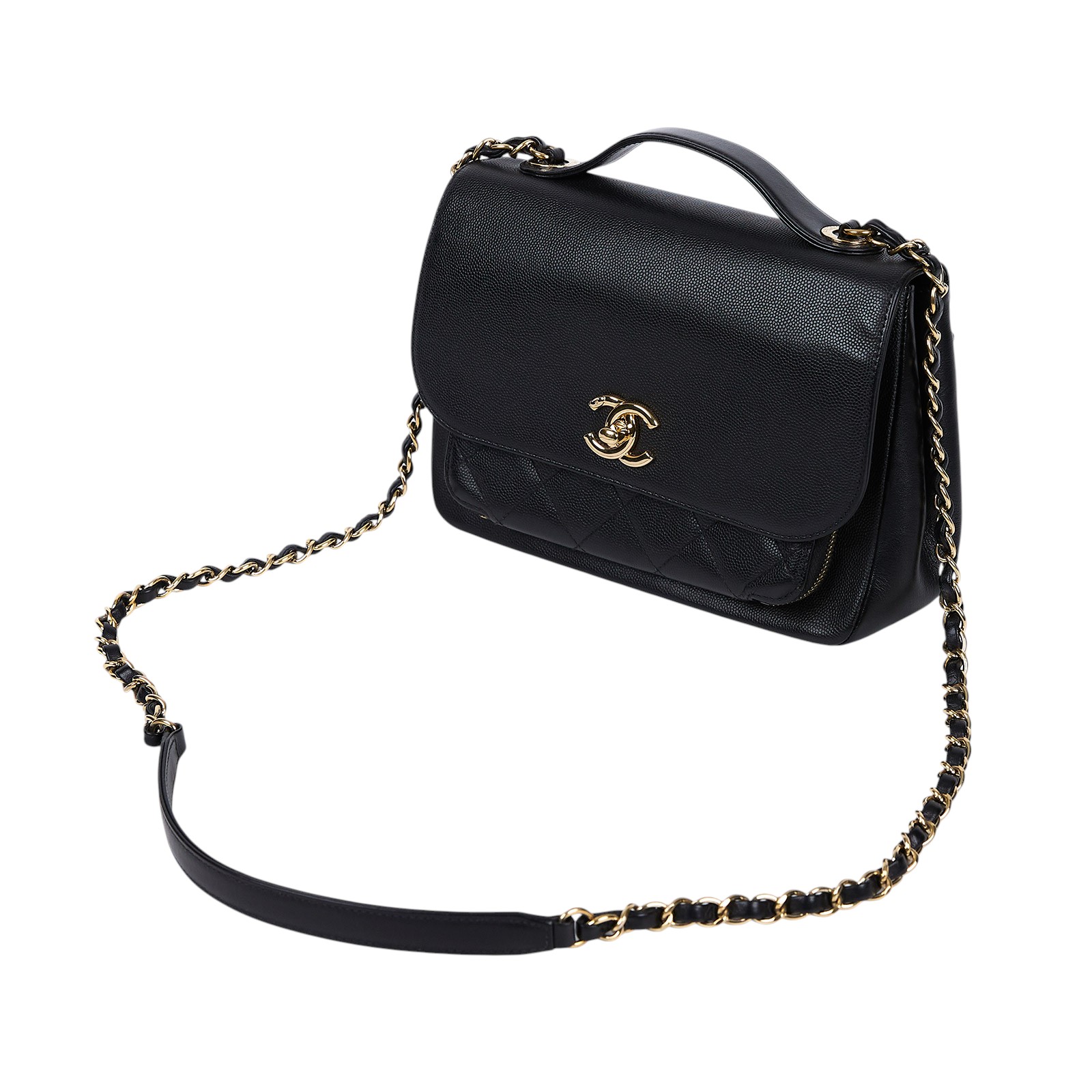 香奈兒 CHANEL 手提 口蓋包 A93607 23開黑金郵差包 防塵袋