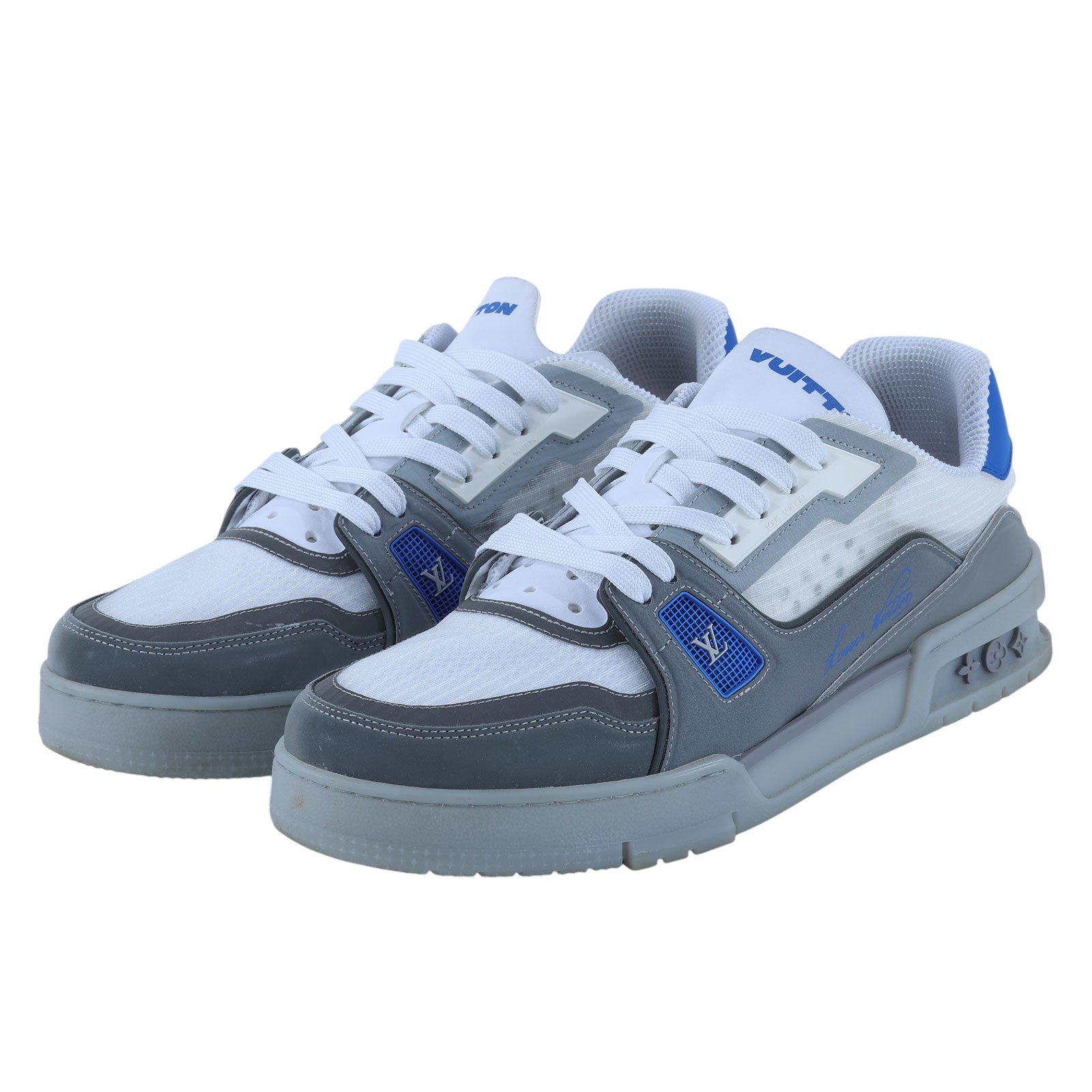 路易威登 LOUIS VUITTON LV Trainer 運動鞋 藍色 1AHTIY 藍拼灰TRAINER#7.5 原廠盒子/防塵袋/購買證明正本