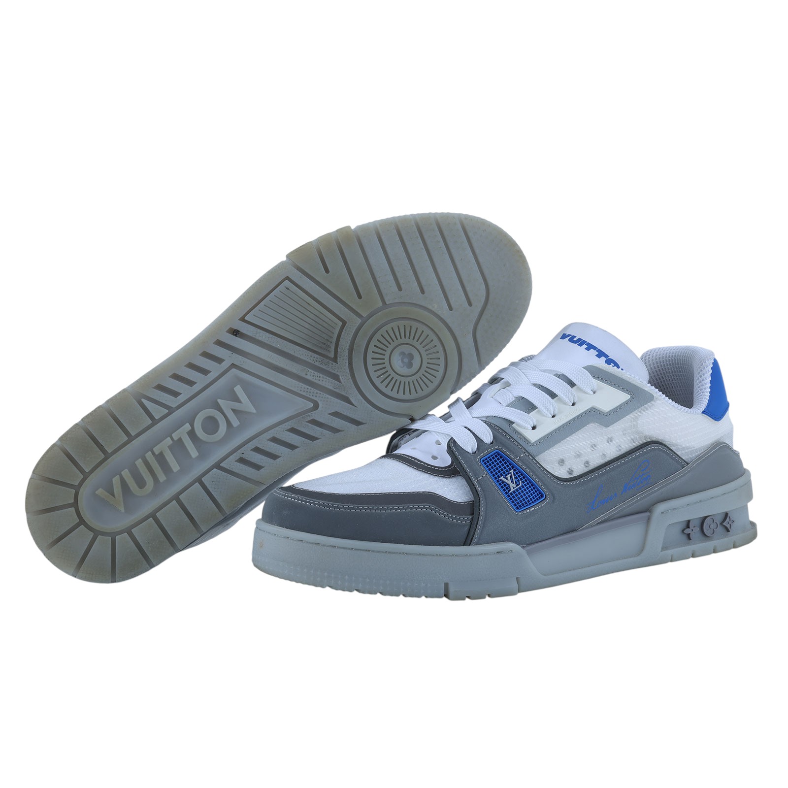 路易威登 LOUIS VUITTON LV Trainer 運動鞋 藍色 1AHTIY 藍拼灰TRAINER#7.5 原廠盒子/防塵袋/購買證明正本
