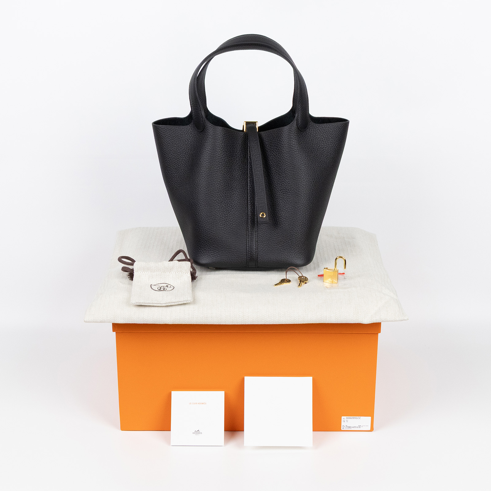 愛馬仕 Hermes Picotin Lock 22 菜籃子包 金色五金 黑色 H060991CC89 H060991CC/W MI 010 IA  防塵袋/原廠盒子/鎖組