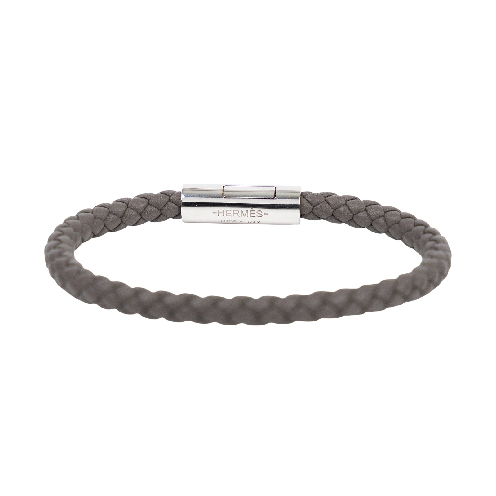 愛馬仕 Hermes  H066218FP8FT5  灰GOLIATH編織手環 原廠盒子/防塵袋