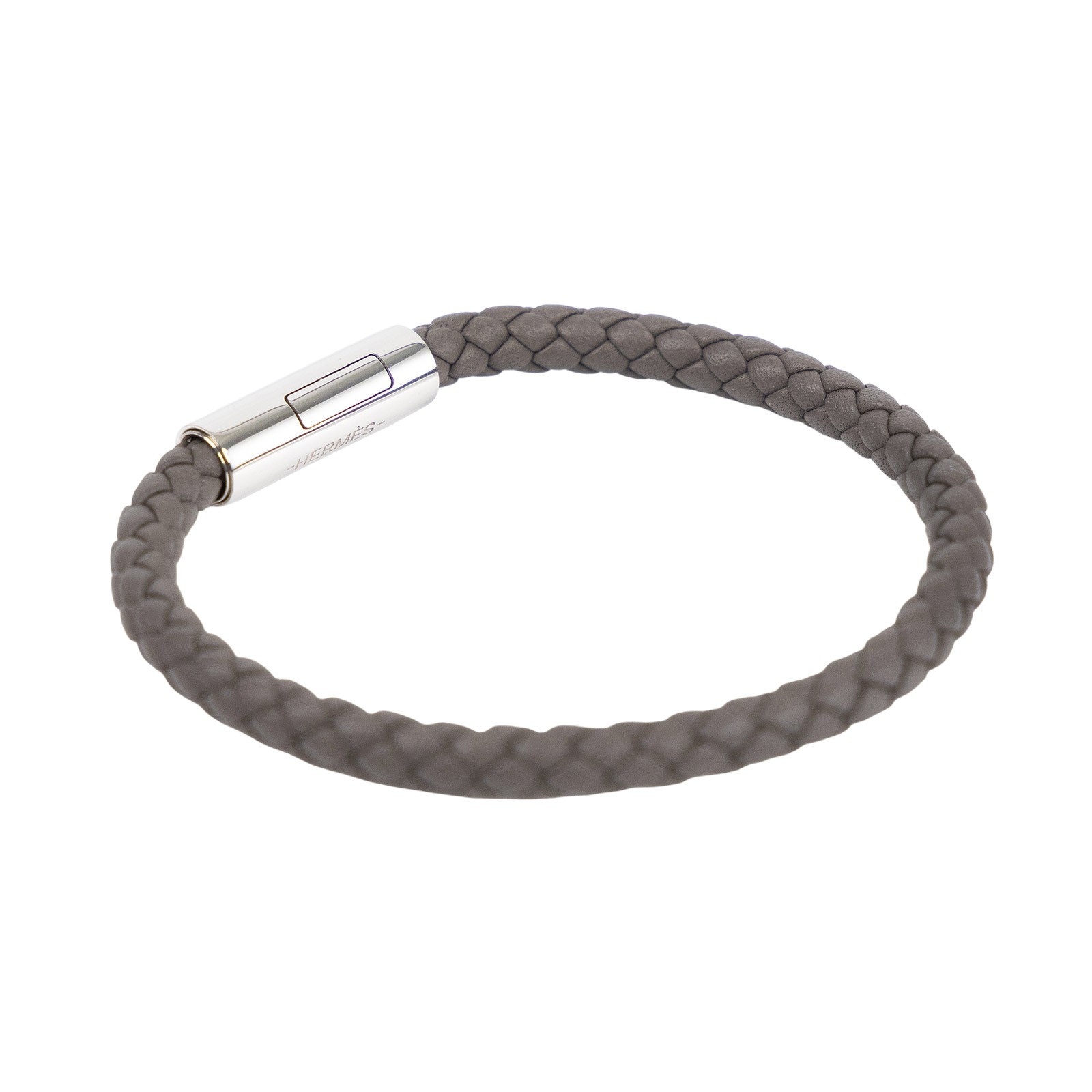 愛馬仕 Hermes  H066218FP8FT5  灰GOLIATH編織手環 原廠盒子/防塵袋