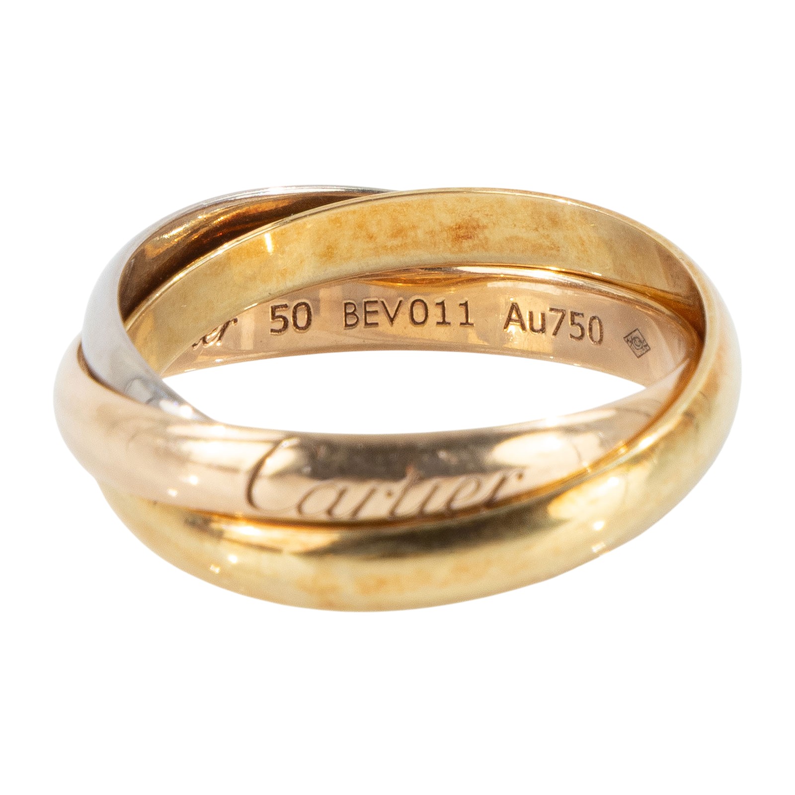 卡地亞 CARTIER Trinity 戒指  TRINITY 三環戒細版 #50 原廠盒子/保書