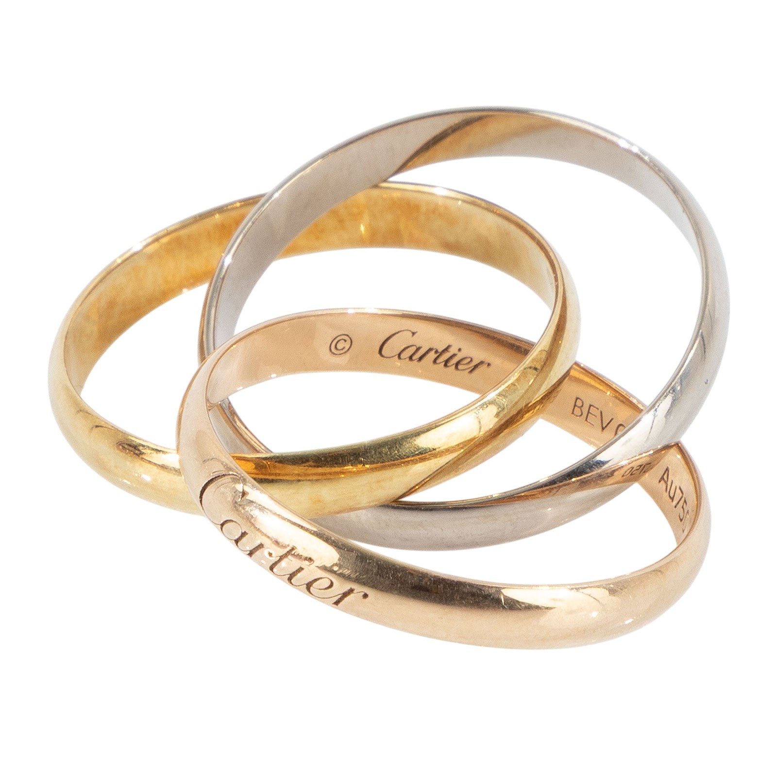 卡地亞 CARTIER Trinity 戒指  TRINITY 三環戒細版 #50 原廠盒子/保書
