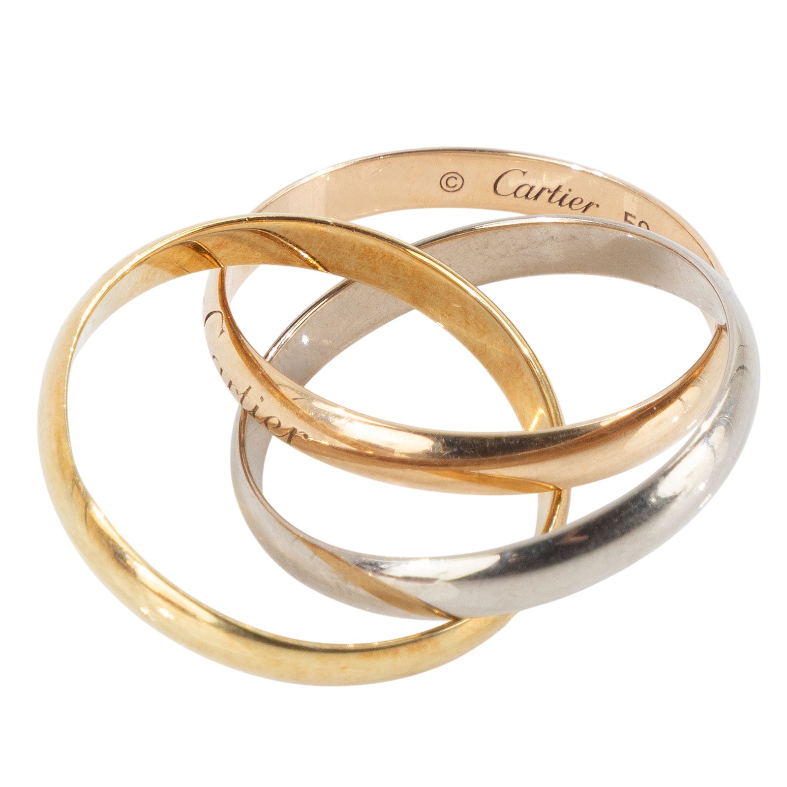 卡地亞 CARTIER Trinity 戒指  TRINITY 三環戒細版 #50 原廠盒子/保書