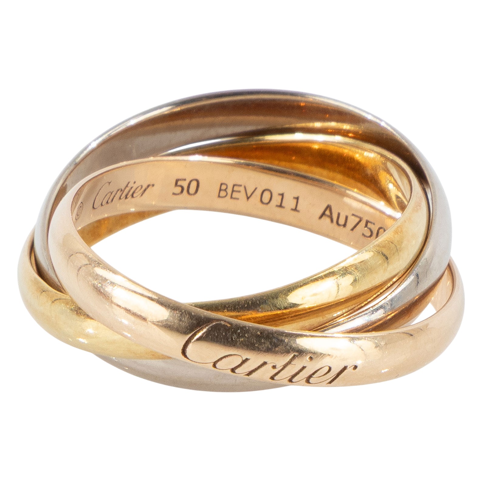 卡地亞 CARTIER Trinity 戒指  TRINITY 三環戒細版 #50 原廠盒子/保書