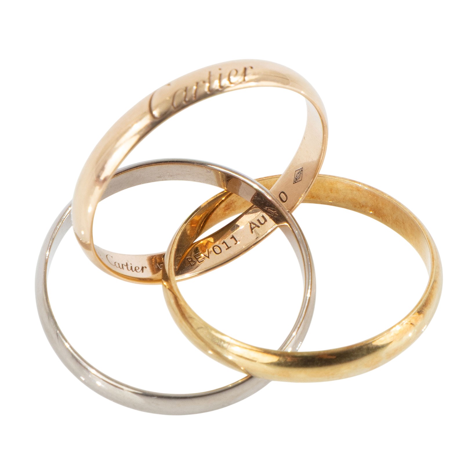 卡地亞 CARTIER Trinity 戒指  TRINITY 三環戒細版 #50 原廠盒子/保書