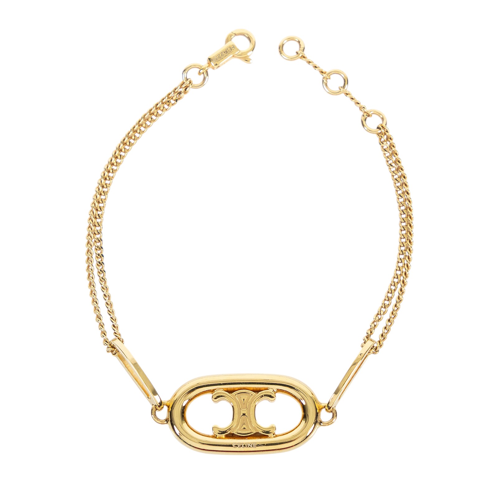 思琳 CELINE Triomphe 金色飾面 黃銅 手鍊 46S906BRA 金色凱旋門手鍊 原廠盒子/防塵袋