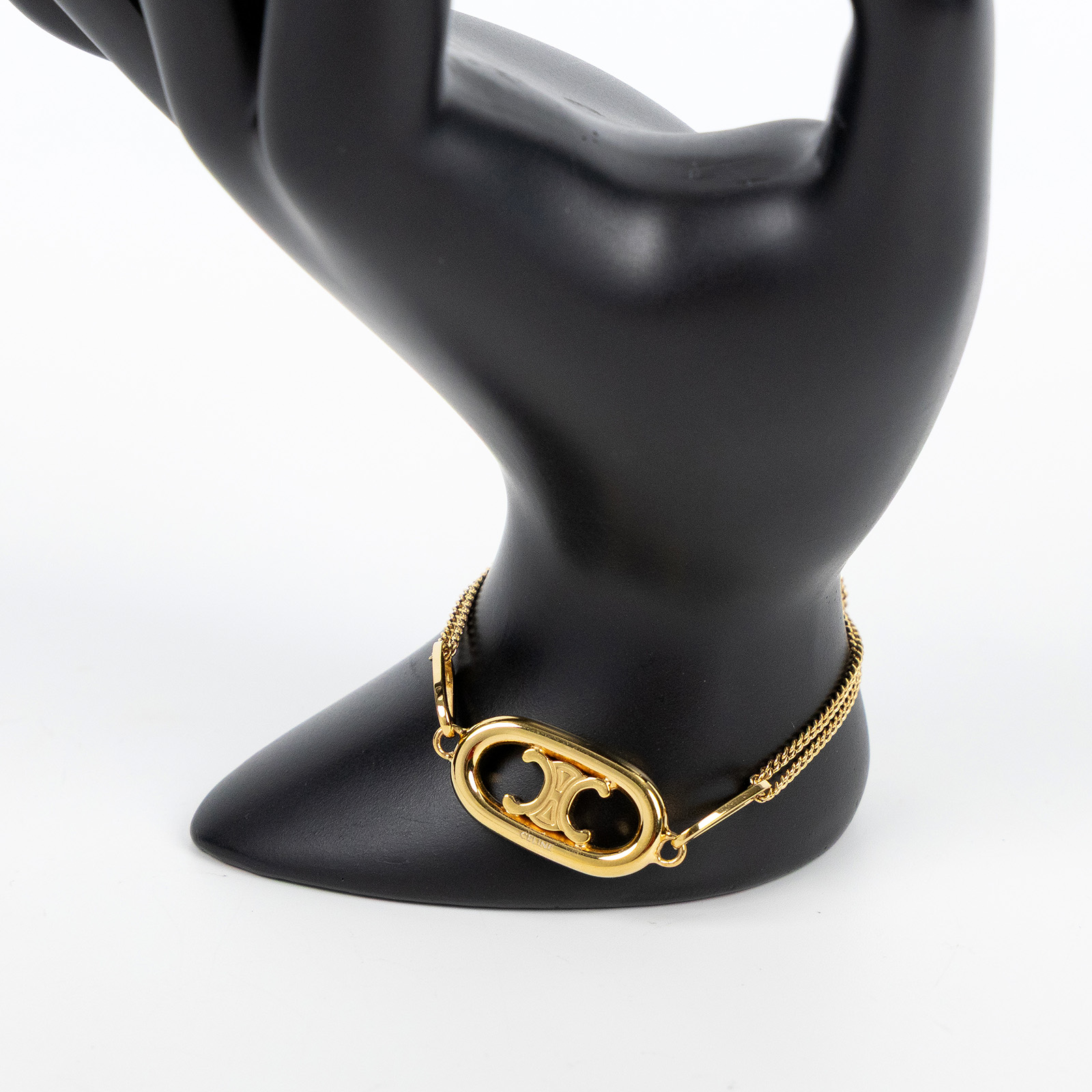 思琳 CELINE Triomphe 金色飾面 黃銅 手鍊 46S906BRA 金色凱旋門手鍊 原廠盒子/防塵袋