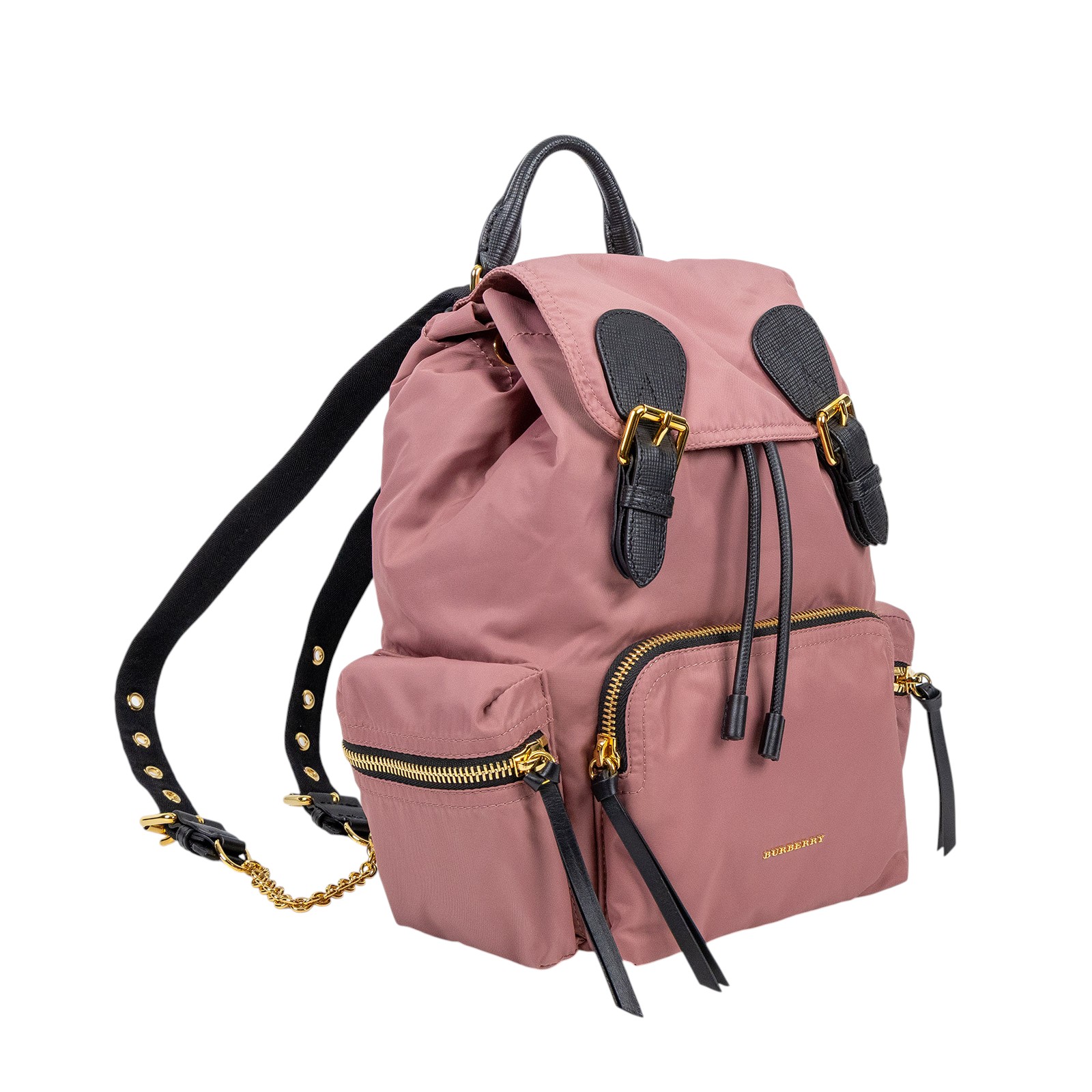 博柏利 BURBERRY The Rucksack 軍用背包  藕粉尼龍後背包 防塵袋