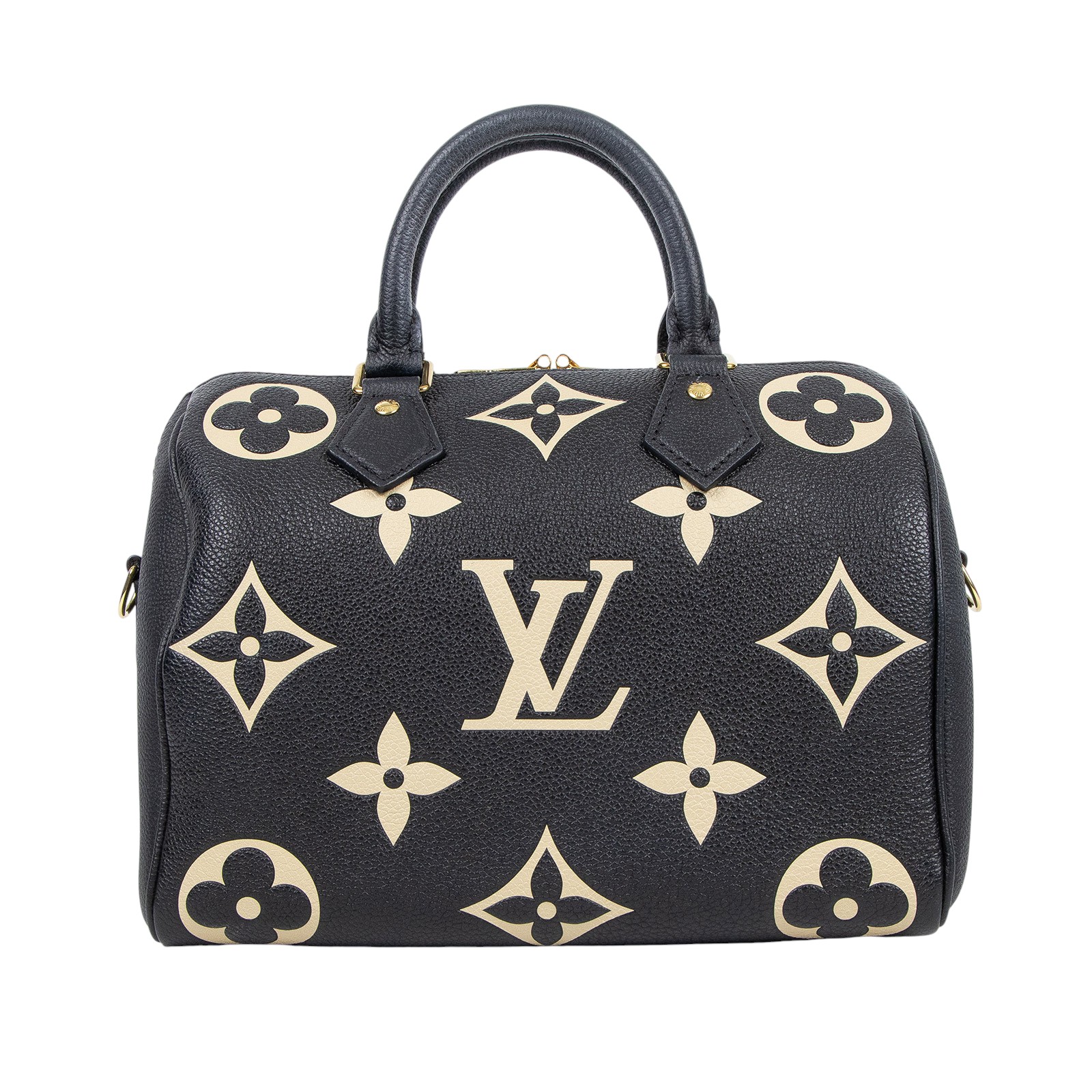 路易威登 LOUIS VUITTON Speedy Bandoulière  25 雙色 手提 斜背 波士頓包 M58947 晶片款  原廠盒子/防塵袋/購買證明正本/背帶