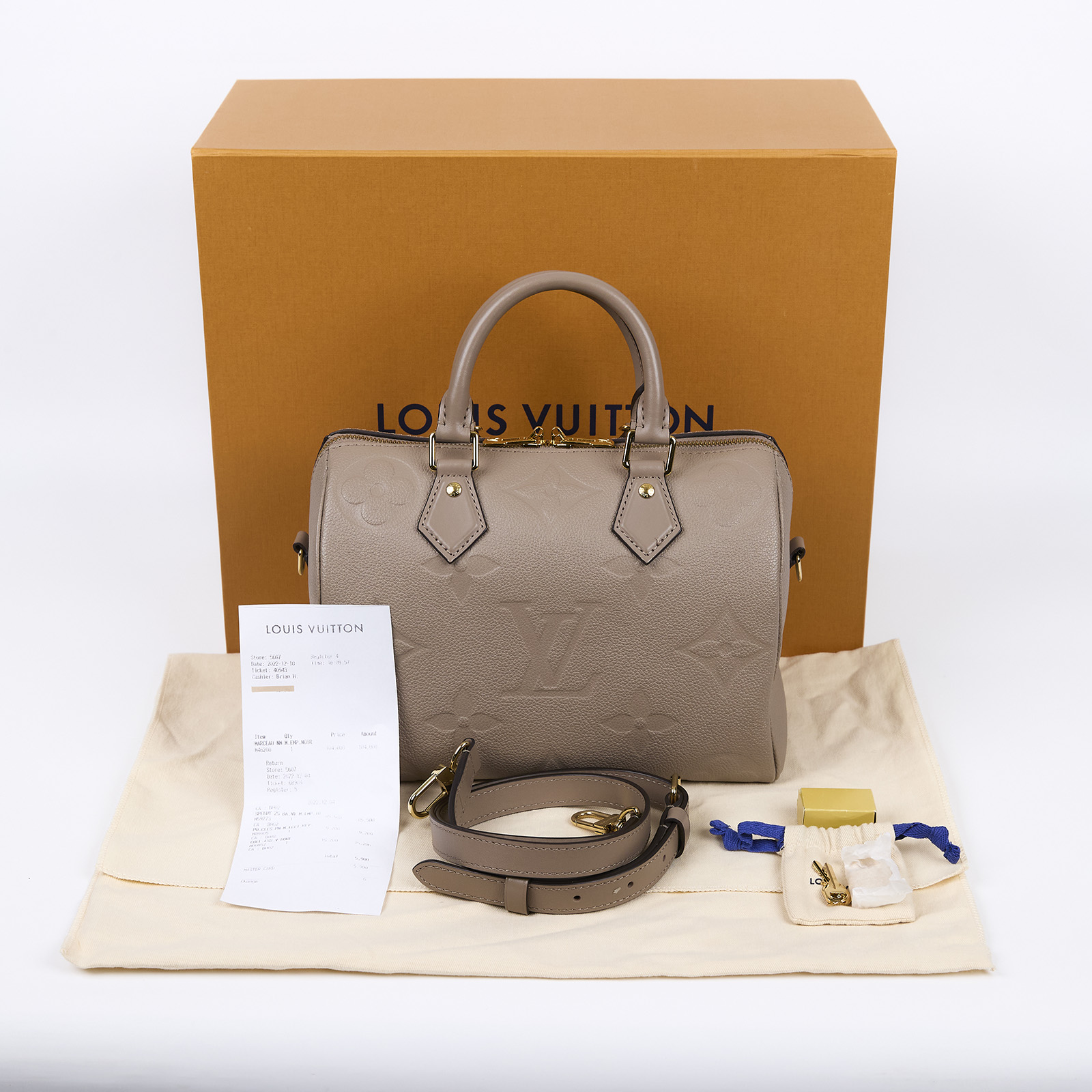 路易威登 LOUIS VUITTON Speedy Bandoulière  25 米色 手提 斜背 波士頓包 M59273 晶片款  原廠盒子/防塵袋/購買證明影本