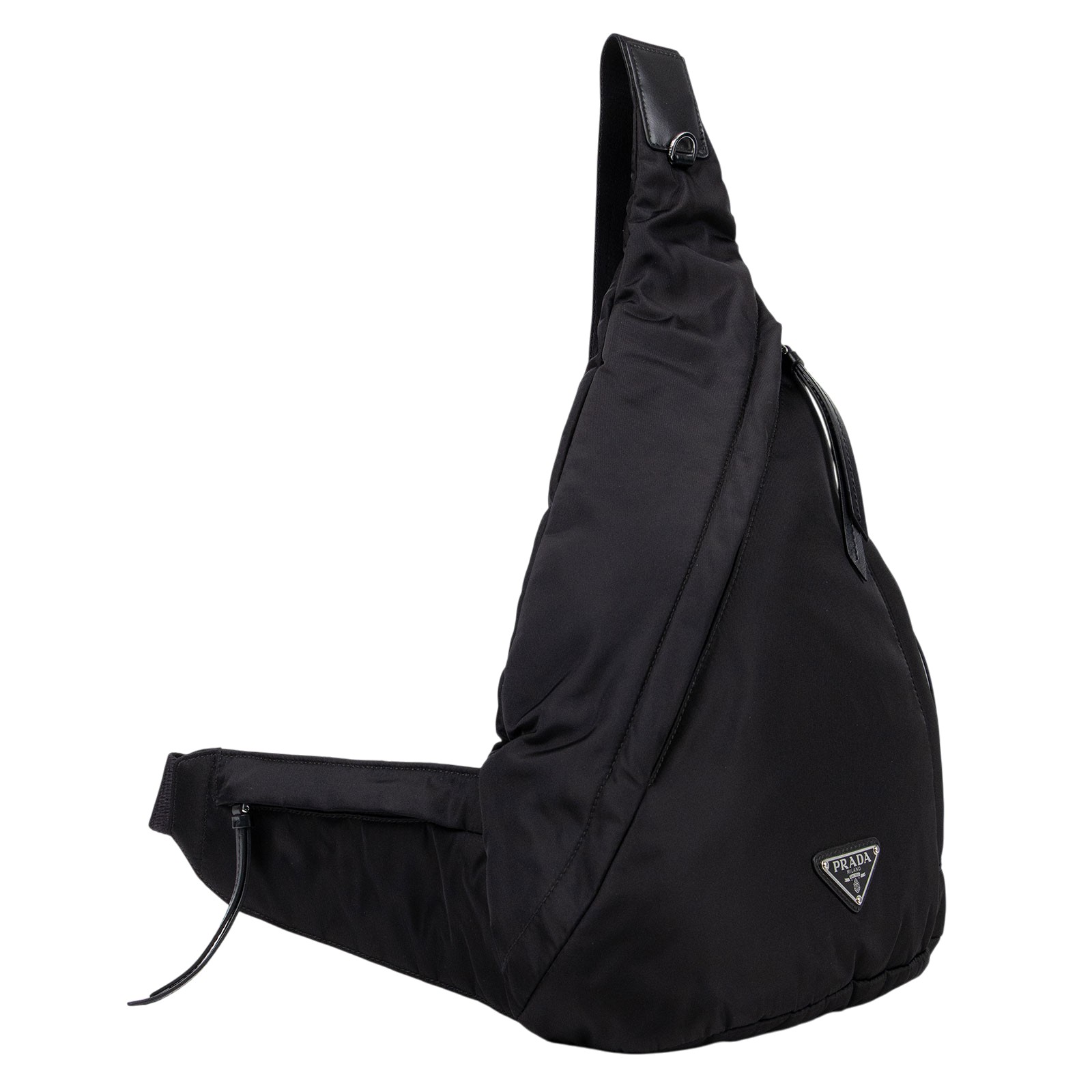 普拉達 PRADA Re-Nylon 皮革背囊 2VZ092_2DW3 黑尼龍側背腰包 防塵袋/購買證明正本