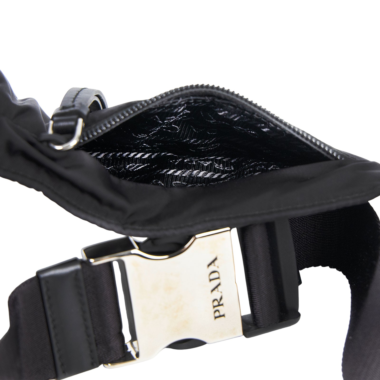 普拉達 PRADA Re-Nylon 皮革背囊 2VZ092_2DW3 黑尼龍側背腰包 防塵袋/購買證明正本