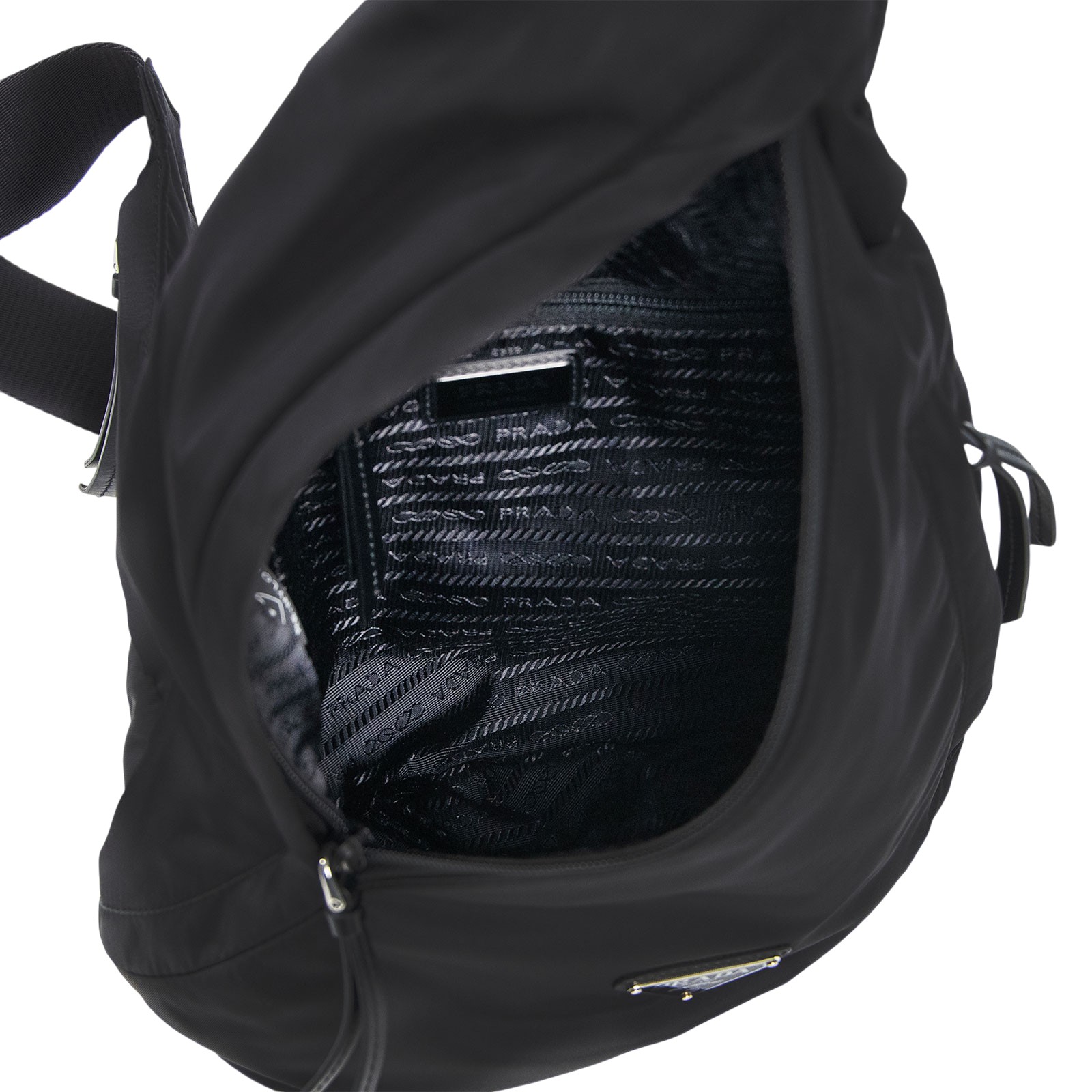 普拉達 PRADA Re-Nylon 皮革背囊 2VZ092_2DW3 黑尼龍側背腰包 防塵袋/購買證明正本