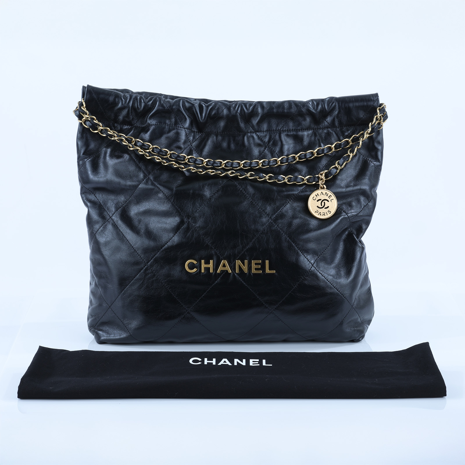 香奈兒 CHANEL 22 中型 束口包 AS3261 晶片款 黑金22 BAG 中號 防塵袋/內袋