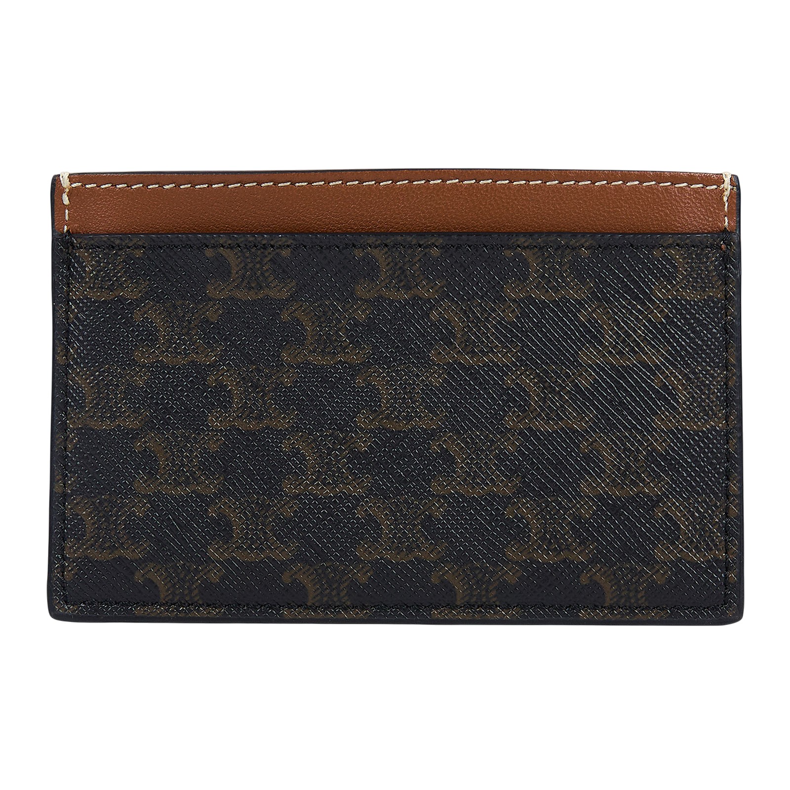 思琳 CELINE 印花卡片套 10B702CLY 黃褐色白LOGO凱旋門卡夾 原廠盒子