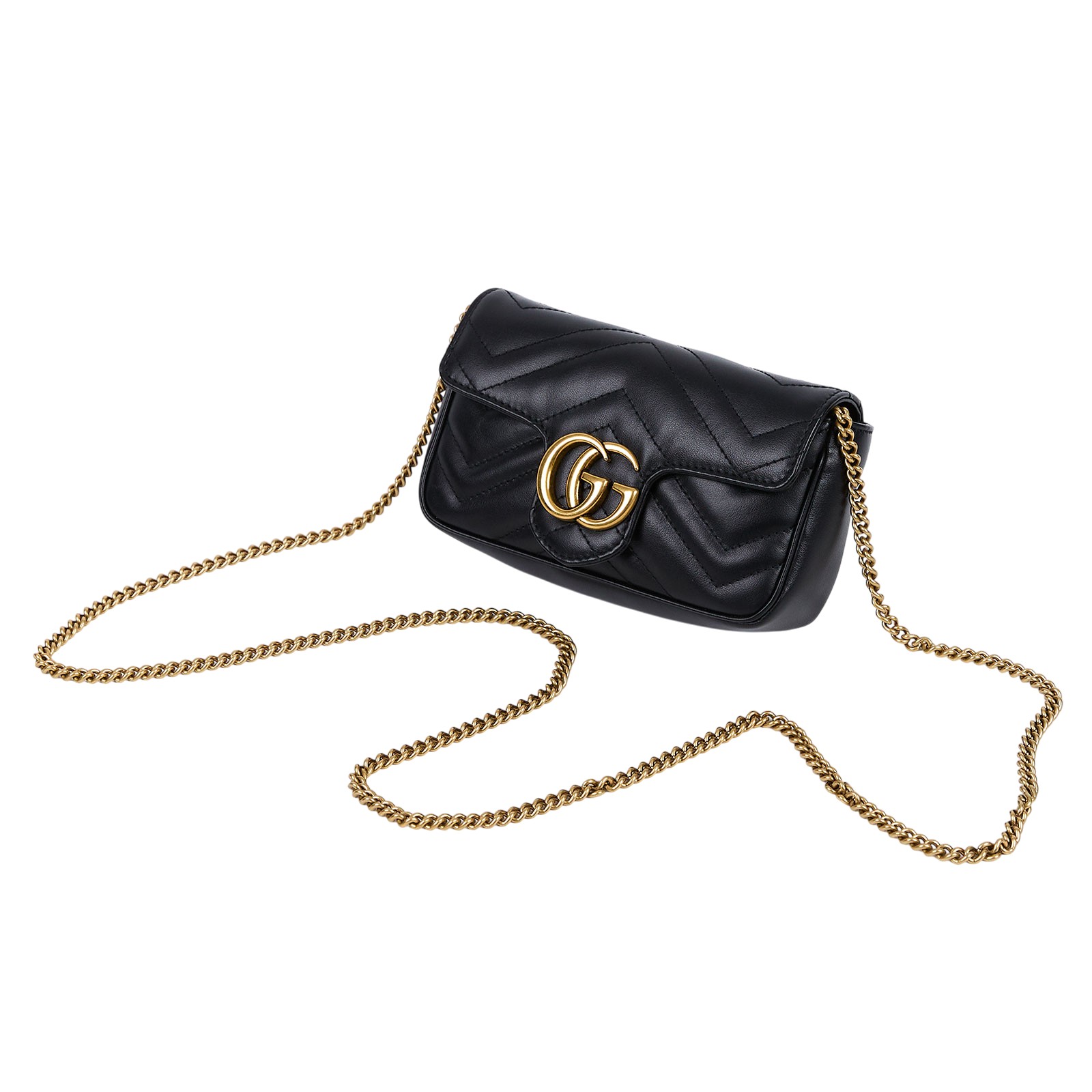 古馳 GUCCI GG Mormont 絎縫 超迷你袋 476433 DTDCT 黑MARMONT MINI 原廠盒子/防塵袋