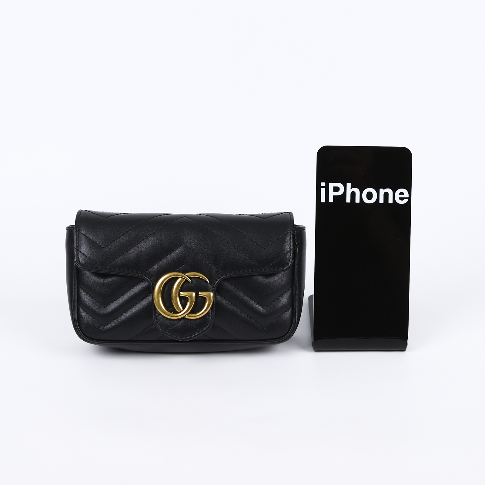 古馳 GUCCI GG Mormont 絎縫 超迷你袋 476433 DTDCT 黑MARMONT MINI 原廠盒子/防塵袋