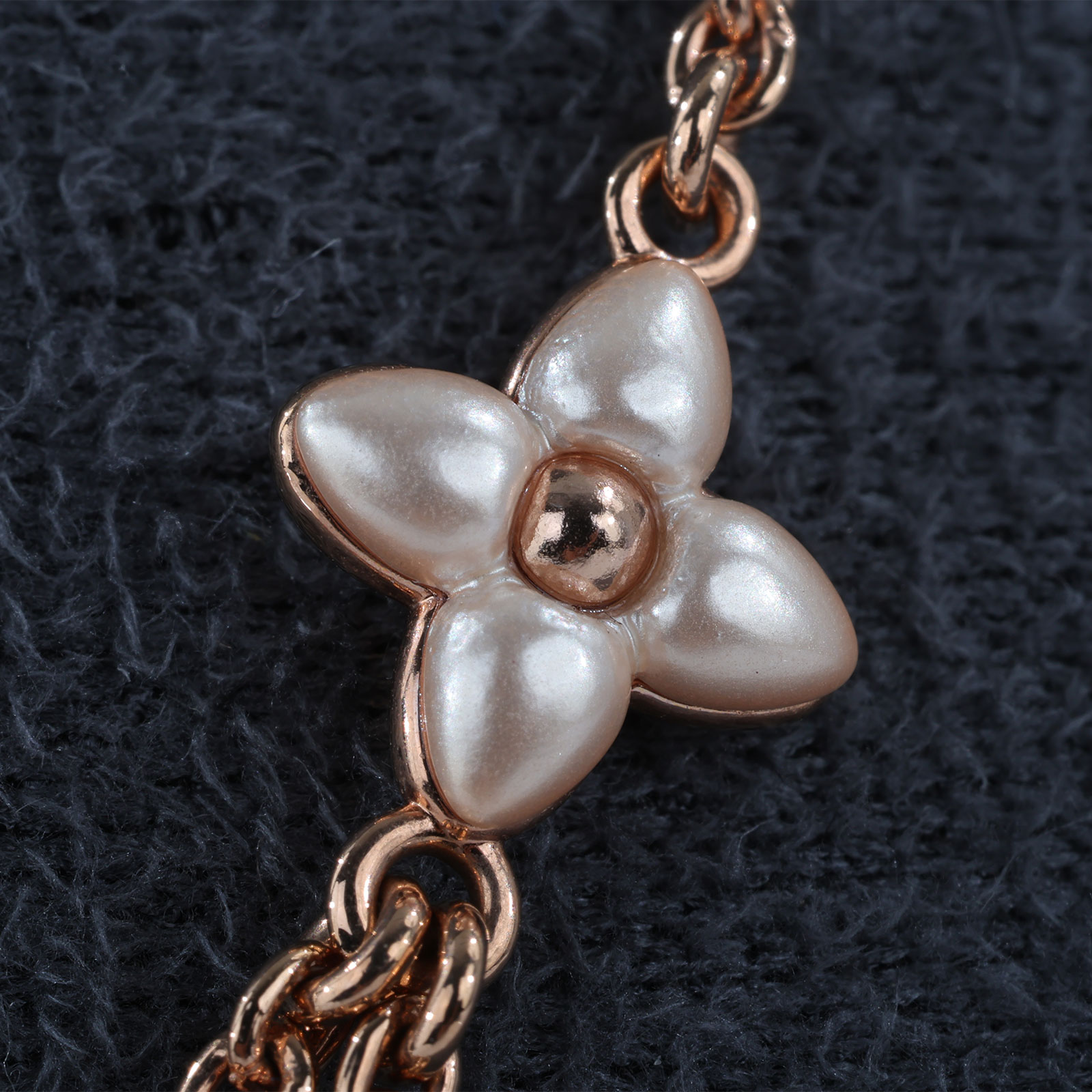 路易威登 LOUIS VUITTON Floragram 項鍊 老花 Monogram 雙層 玫瑰金 M02986  原廠盒子/防塵袋