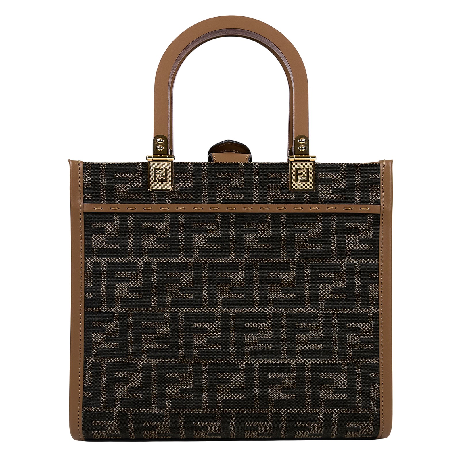 芬迪 FENDI Sunshine 小號托特包 8BH394ALVY 深棕FF帆布SUNSHINE 小型款 防塵袋/購買證明正本