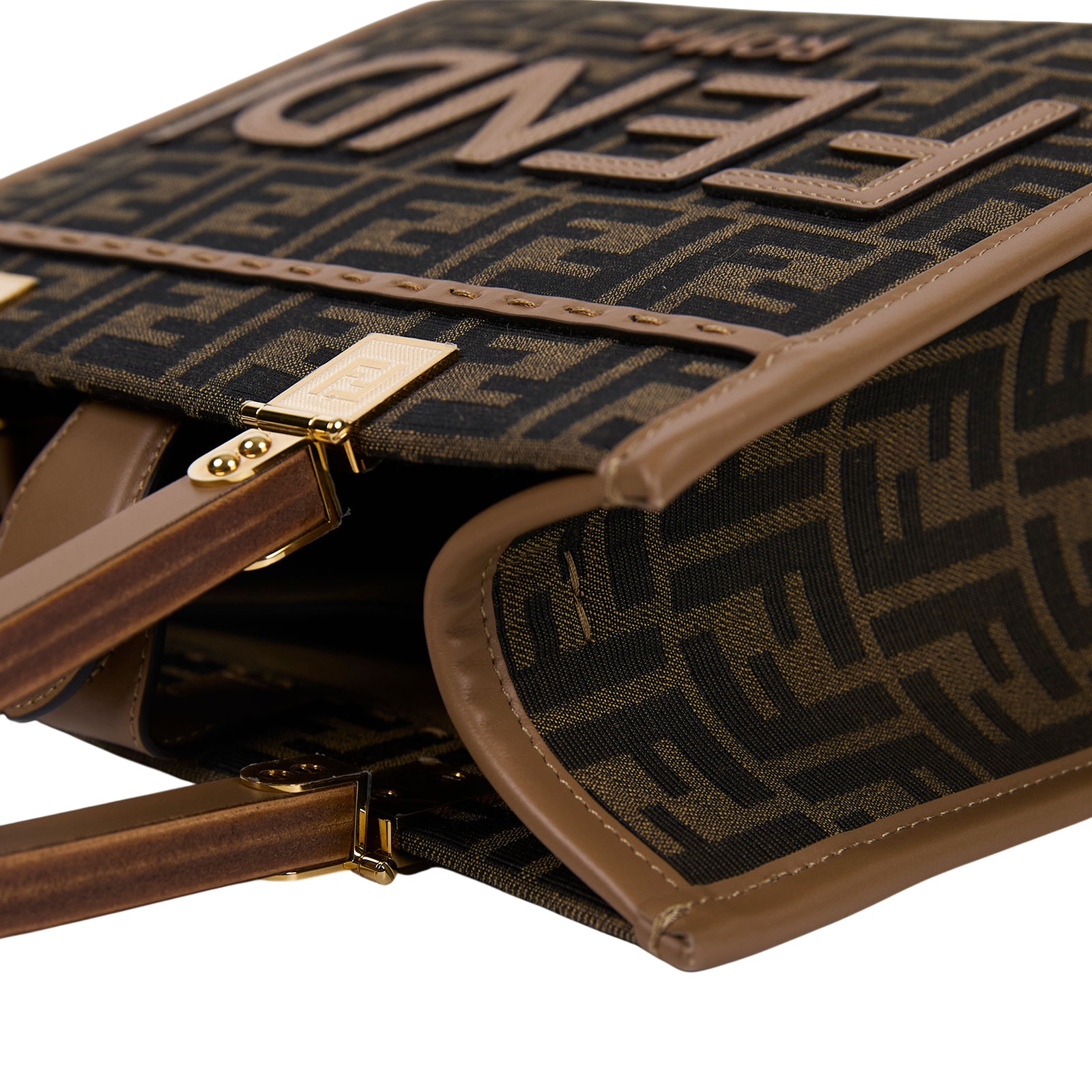 芬迪 FENDI Sunshine 小號托特包 8BH394ALVY 深棕FF帆布SUNSHINE 小型款 防塵袋/購買證明正本