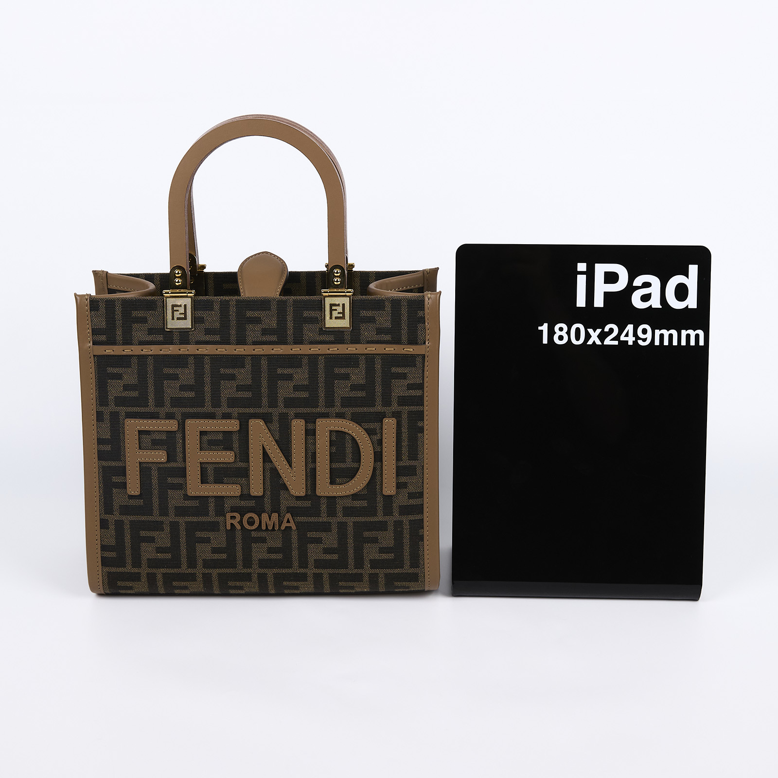 芬迪 FENDI Sunshine 小號托特包 8BH394ALVY 深棕FF帆布SUNSHINE 小型款 防塵袋/購買證明正本