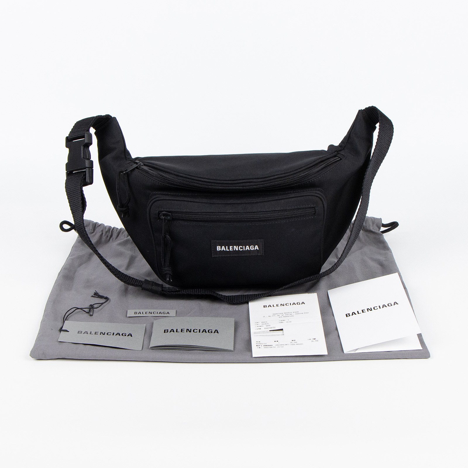 巴黎世家 BALENCIAGA Explorer 腰包 4823892JMF7 黑尼龍腰包 防塵袋/購買證明正本