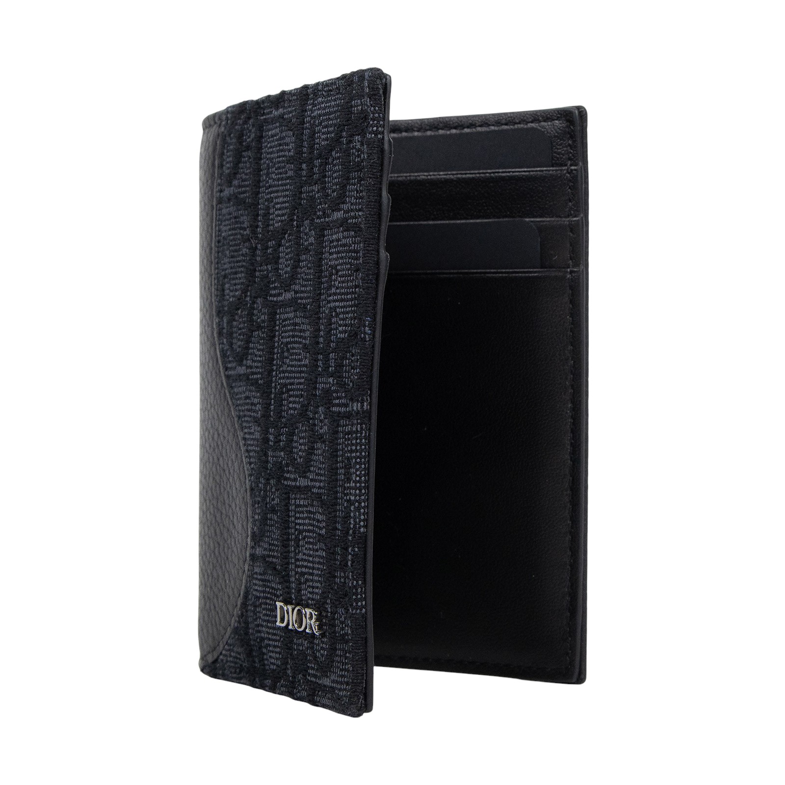 迪奧 CHRISTIAN DIOR Saddle 直式對折 卡夾 2ADCH169YKS 黑SADDLE 帆布拚皮革卡包 原廠盒子/防塵袋
