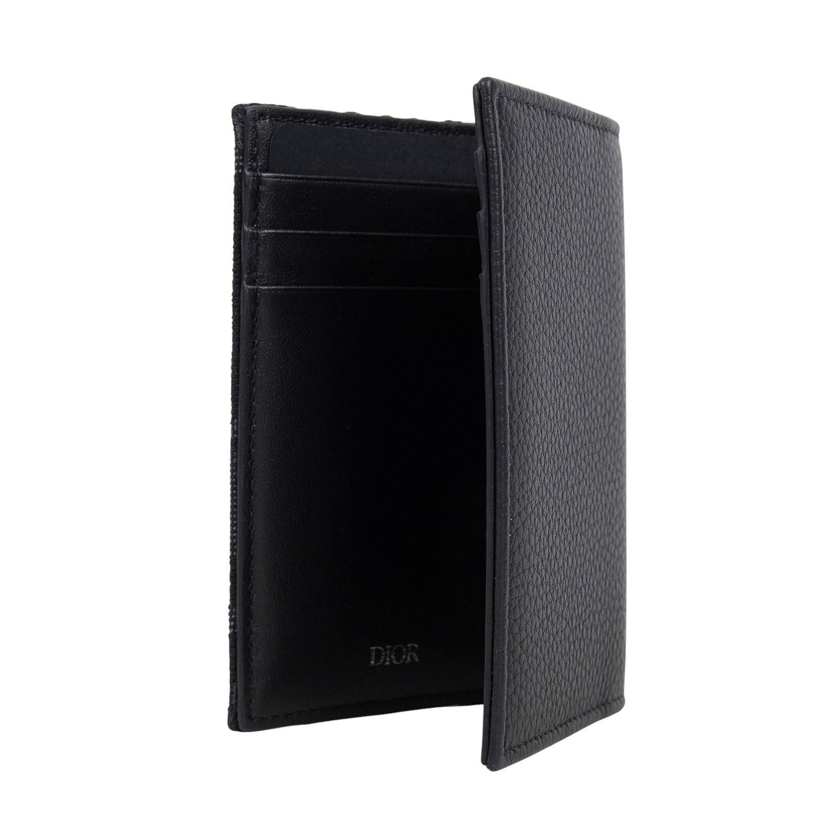 迪奧 CHRISTIAN DIOR Saddle 直式對折 卡夾 2ADCH169YKS 黑SADDLE 帆布拚皮革卡包 原廠盒子/防塵袋