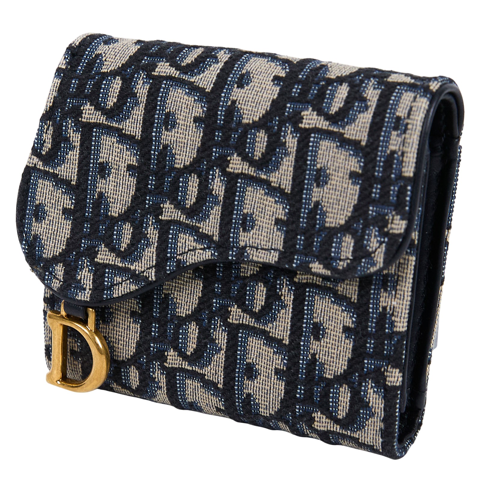 迪奧 CHRISTIAN DIOR Saddle Lotus 錢包 短夾 緹花 S5652CTZQ  原廠盒子/防塵袋