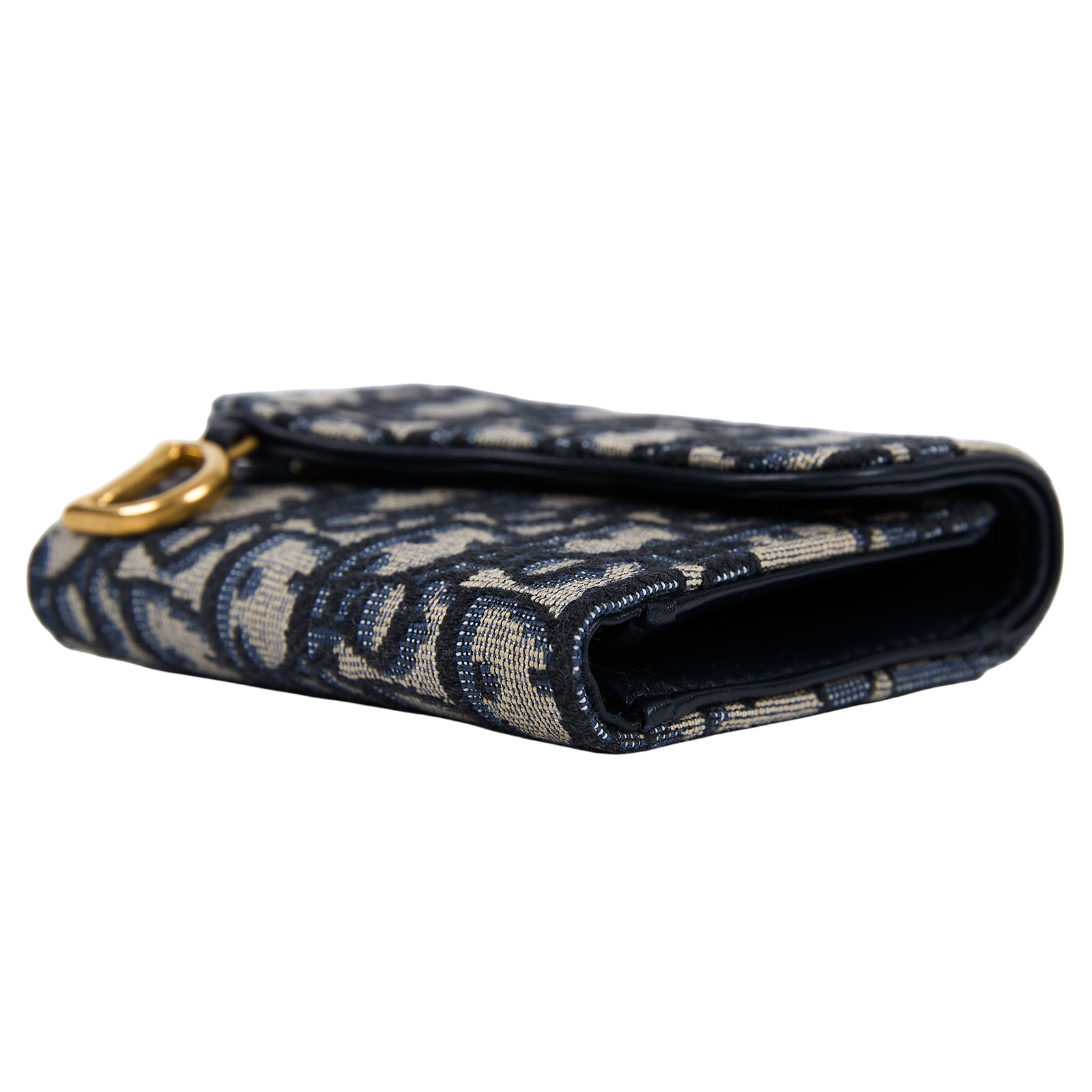 迪奧 CHRISTIAN DIOR Saddle Lotus 錢包 短夾 緹花 S5652CTZQ  原廠盒子/防塵袋