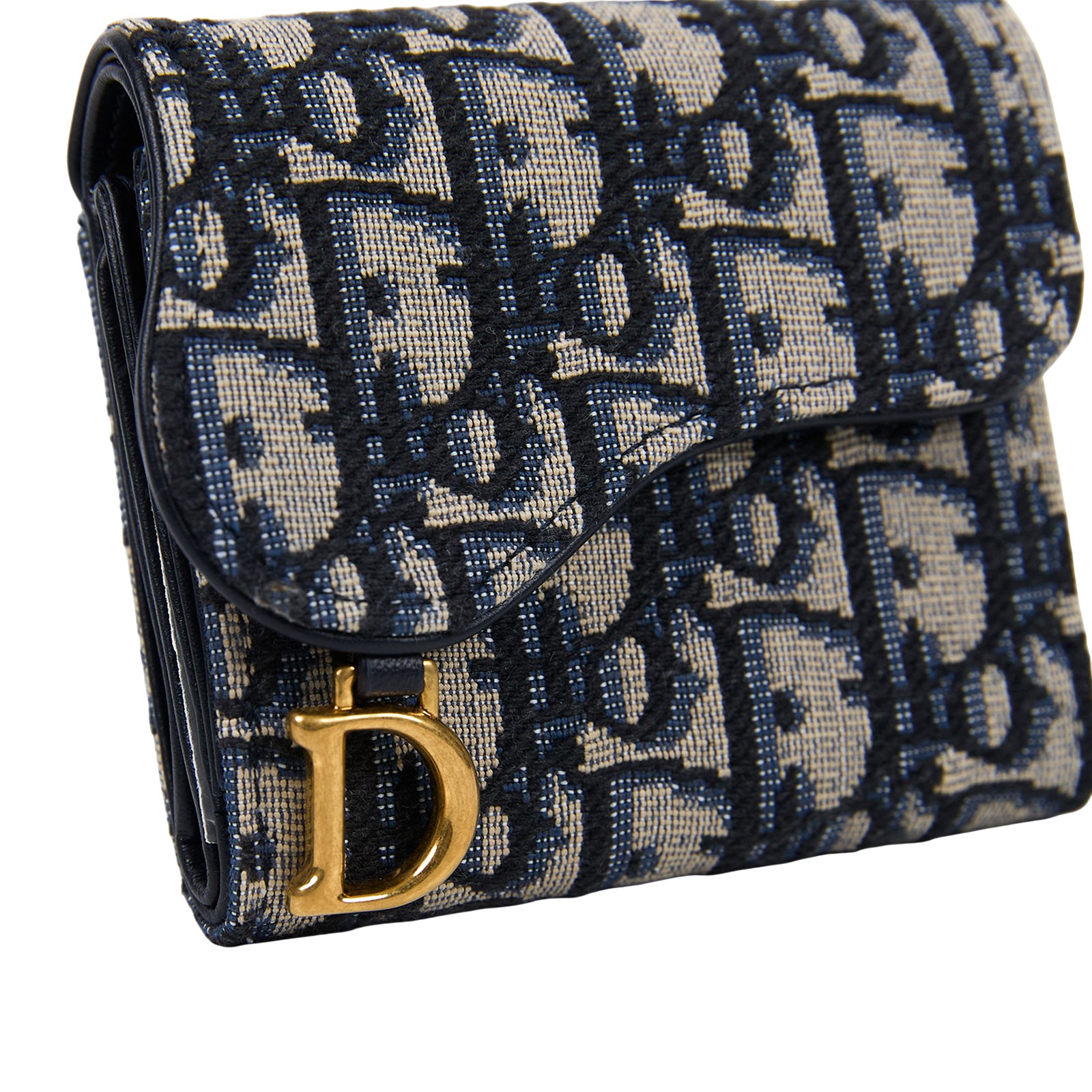 迪奧 CHRISTIAN DIOR Saddle Lotus 錢包 短夾 緹花 S5652CTZQ  原廠盒子/防塵袋