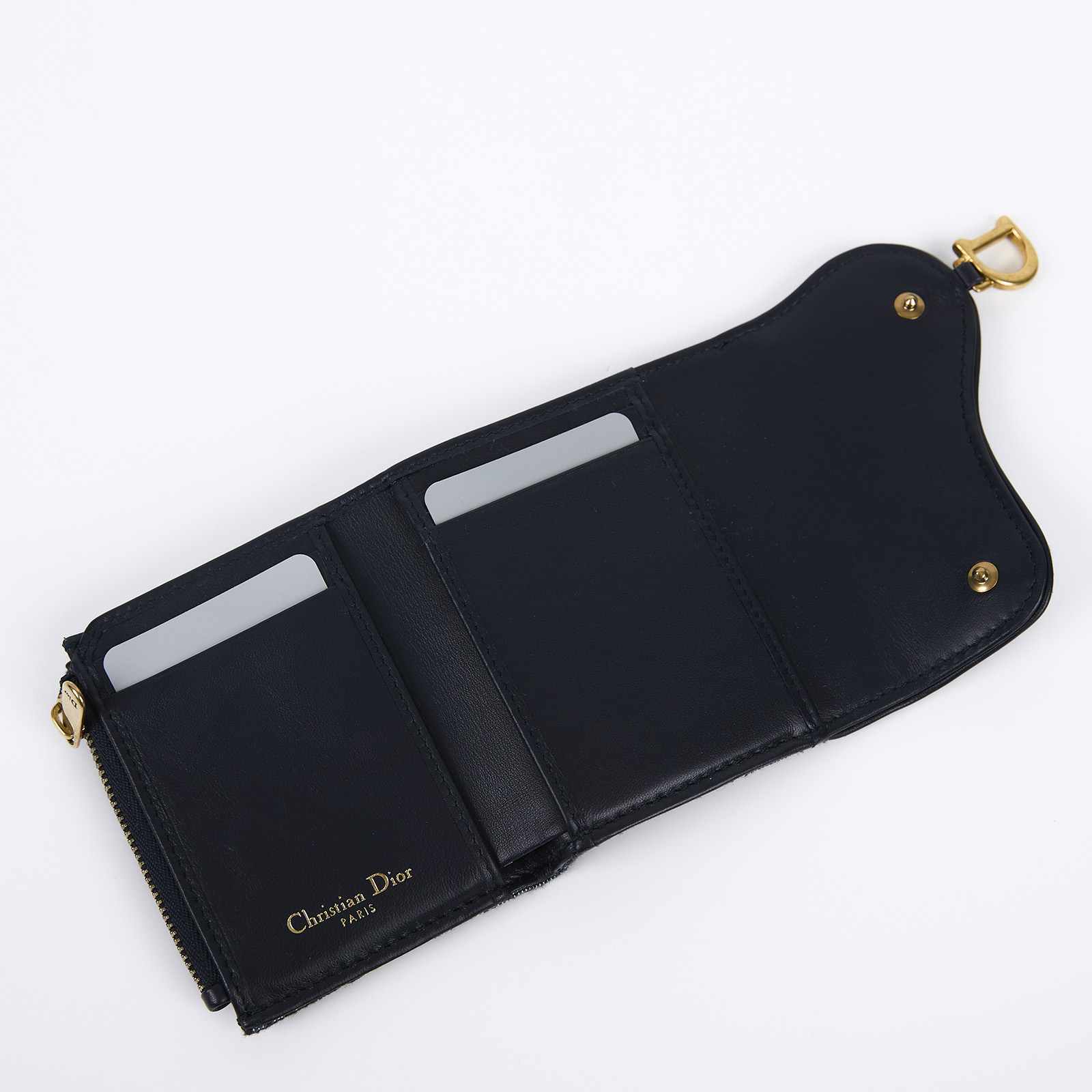 迪奧 CHRISTIAN DIOR Saddle Lotus 錢包 短夾 緹花 S5652CTZQ  原廠盒子/防塵袋