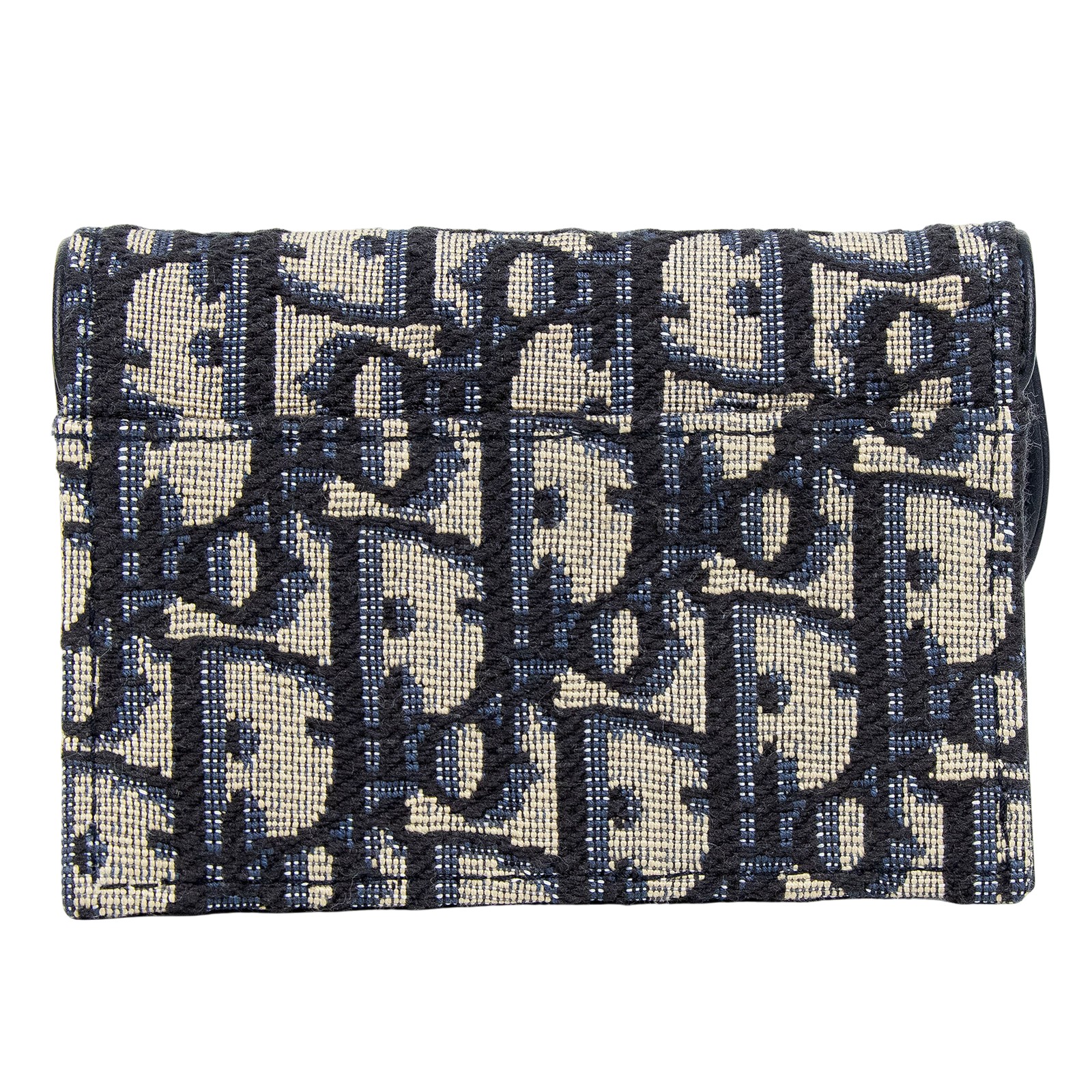 迪奧 CHRISTIAN DIOR Saddle 翻蓋卡片套 卡夾 緹花 S5611CTZQ 藍OBLIQUE SADDLE卡包 原廠盒子/防塵袋